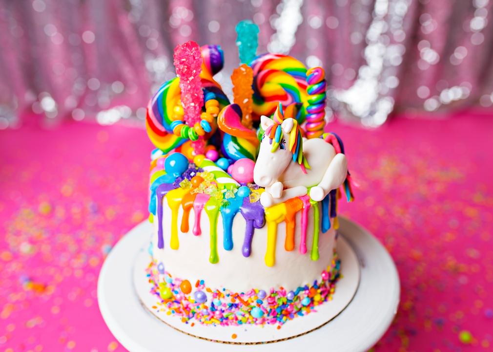 Lisa Frank themed birthday cake.
