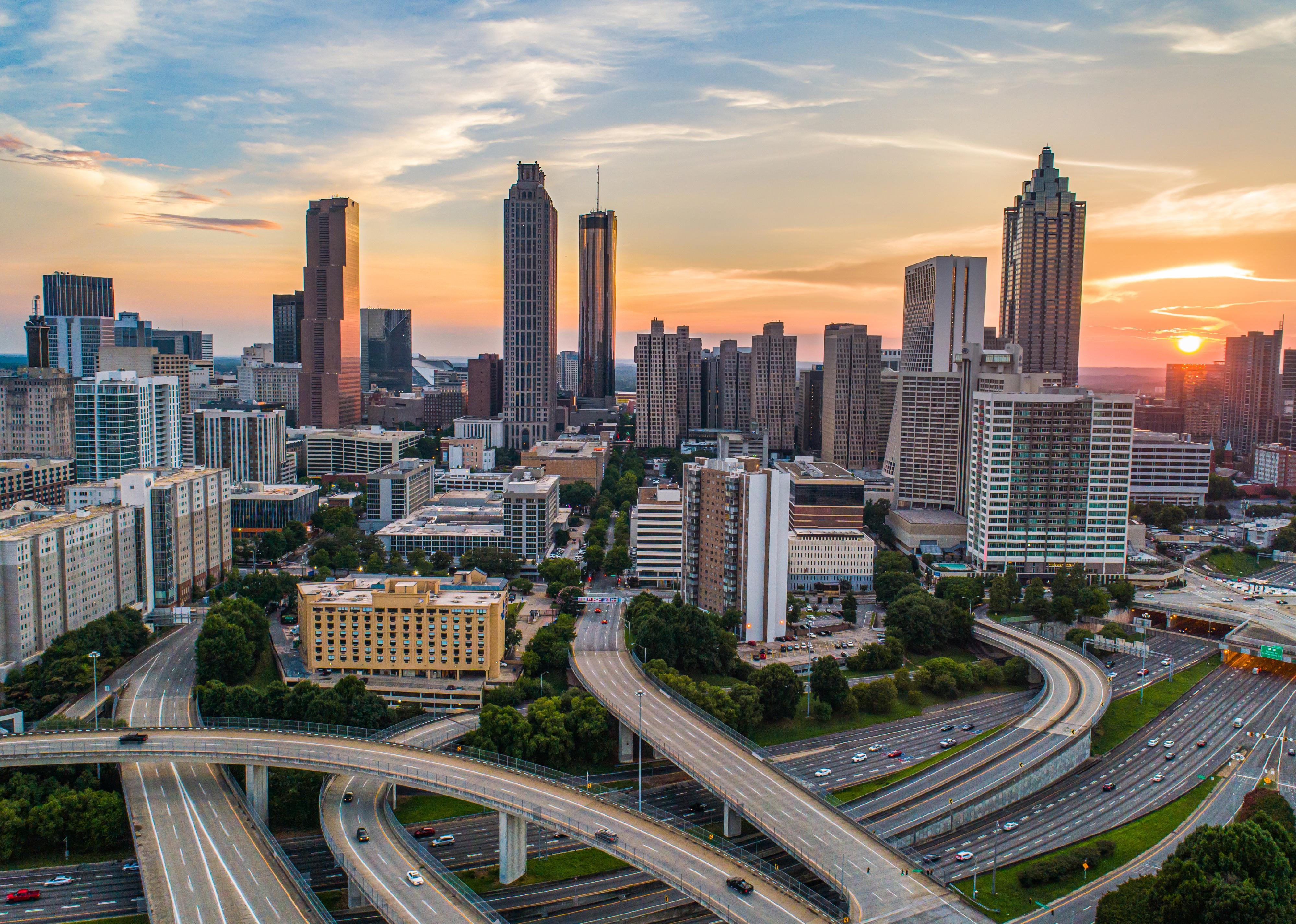 Sunset over downtown Atlanta, Georgia.