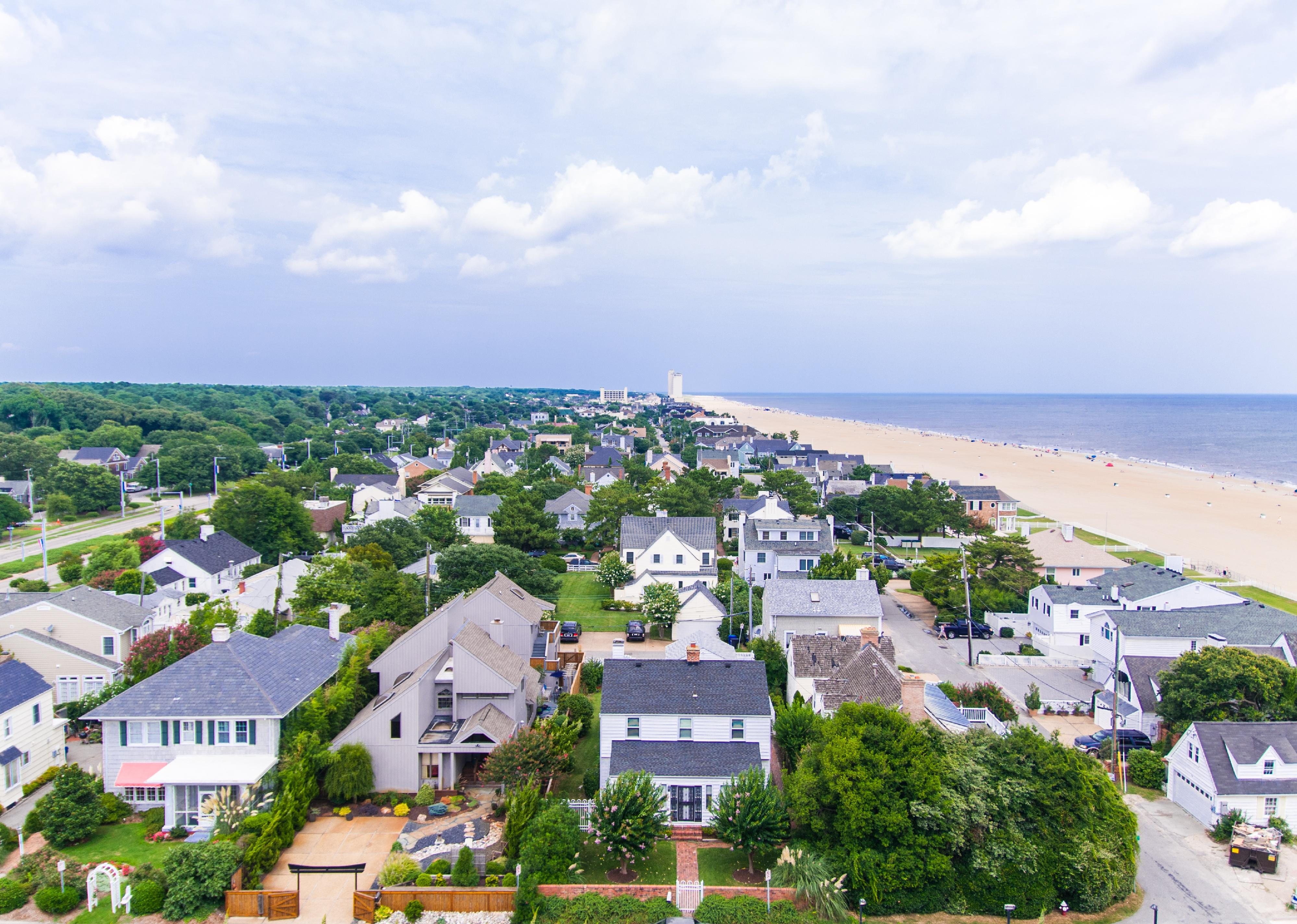 View of Virginia beach homes near the beach.