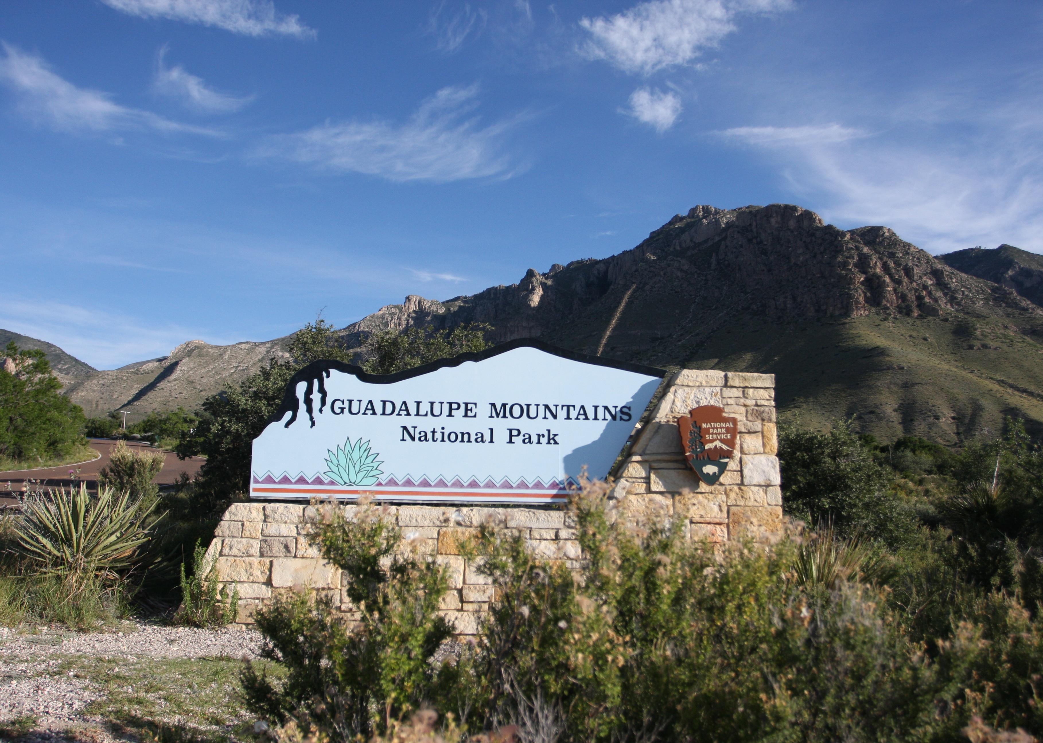 Guadalupe Mountains National Park sign.