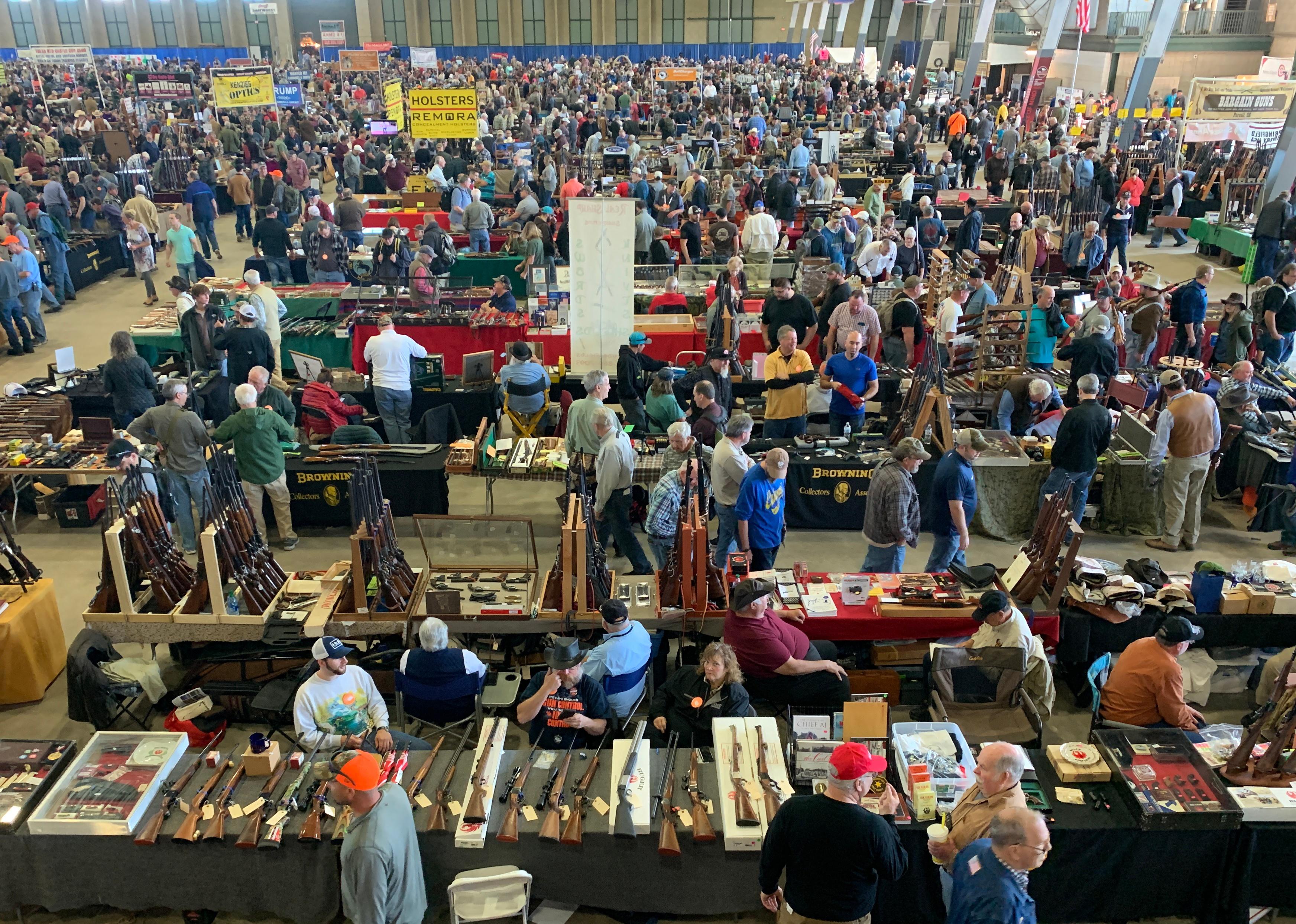 Aerial view of a gun show.