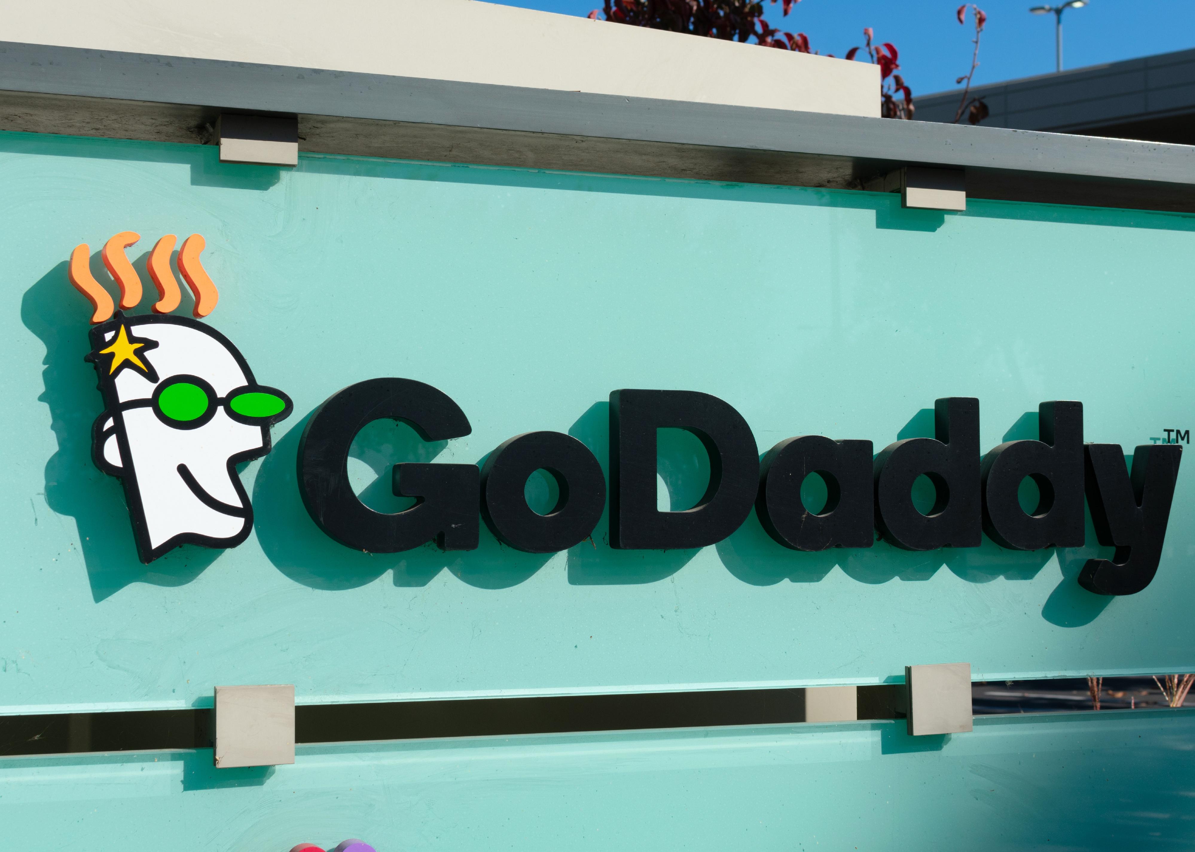 GoDaddy logo at Silicon Valley office.