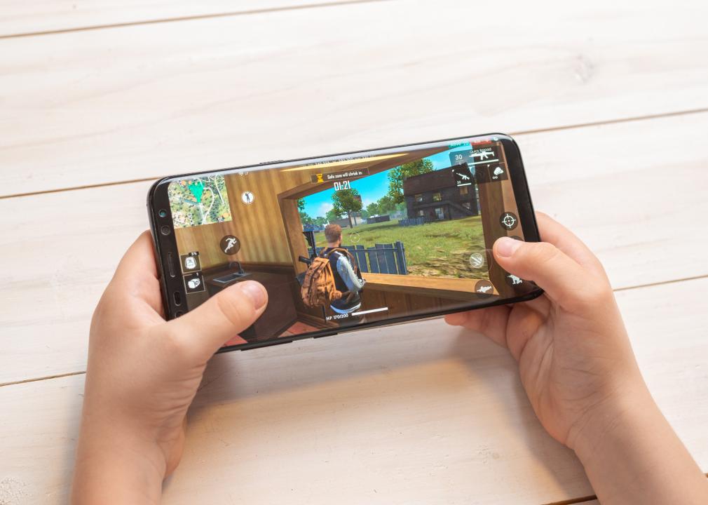 Free Fire video game on Samsung Galaxy S9.