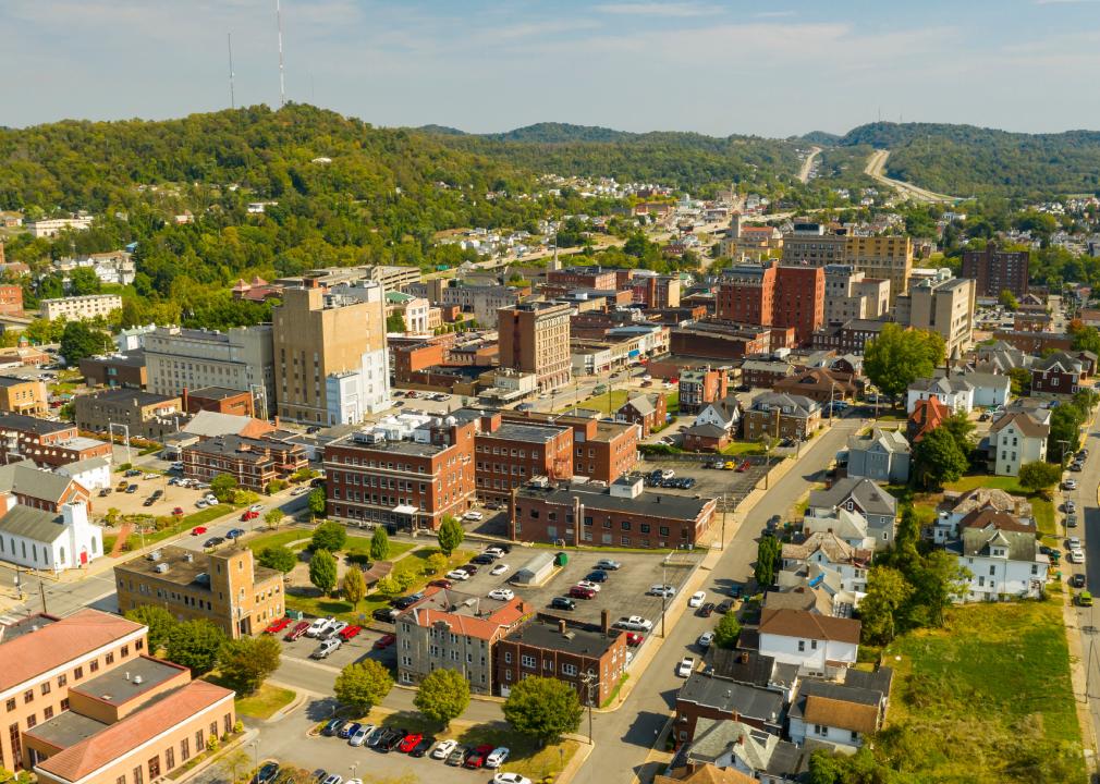 Aerial view of downtown Clarksburg, West Virginia