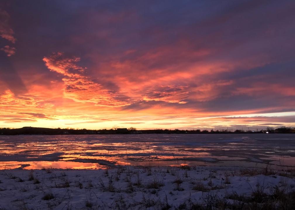 Baker, Montana Sunset over Baker Lake.