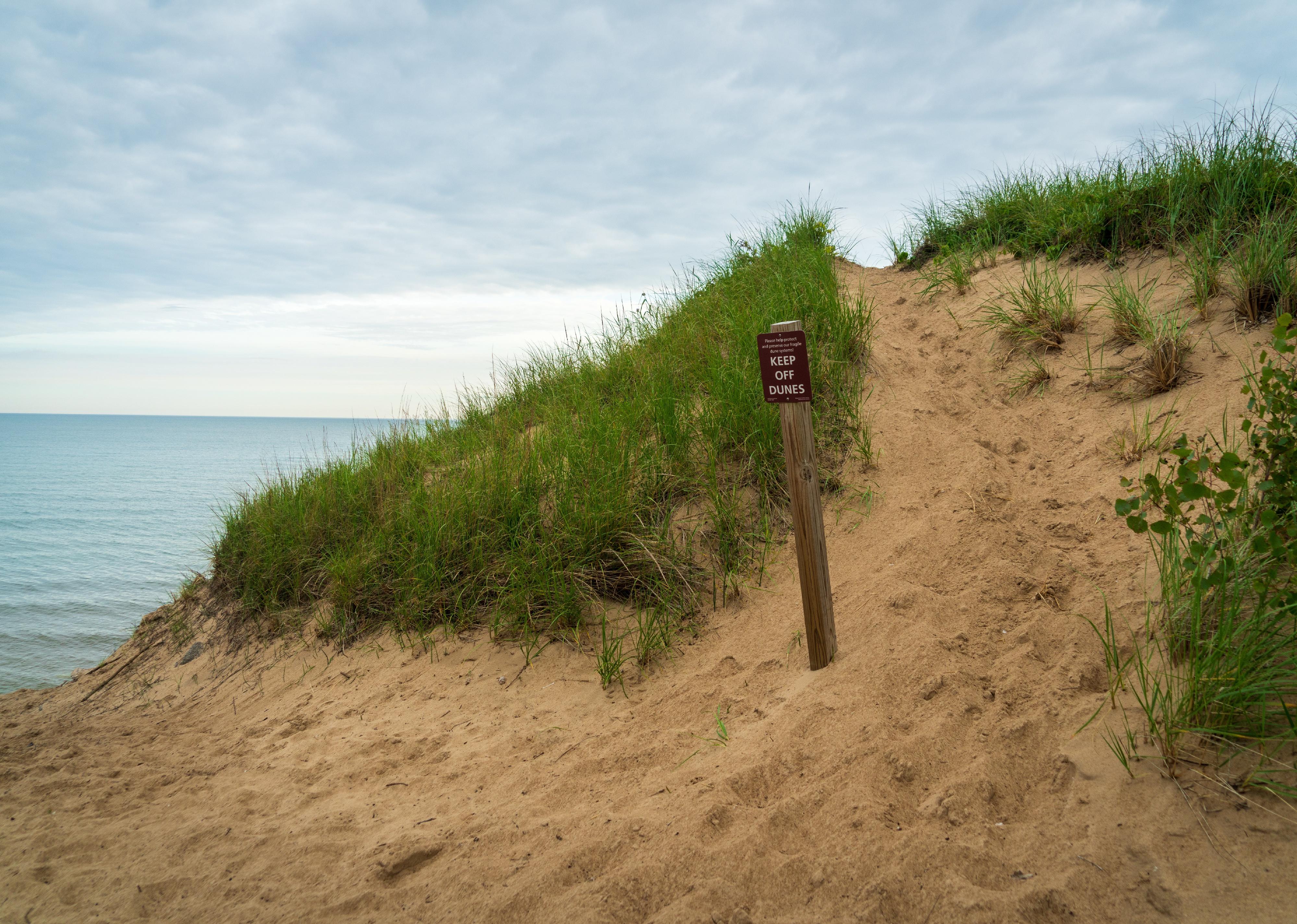 Sandy dune by the Lake at Indiana Dunes National Park.