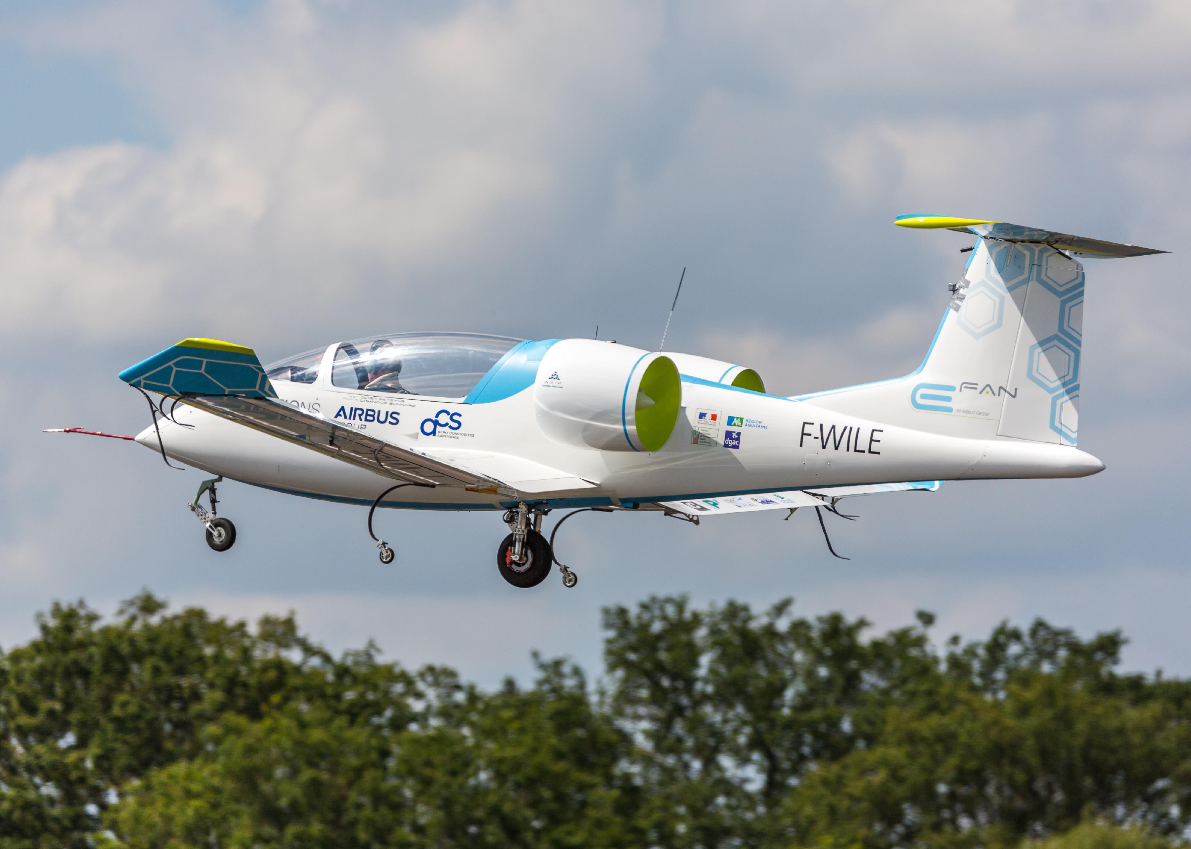 An all-electric aircraft in flight.