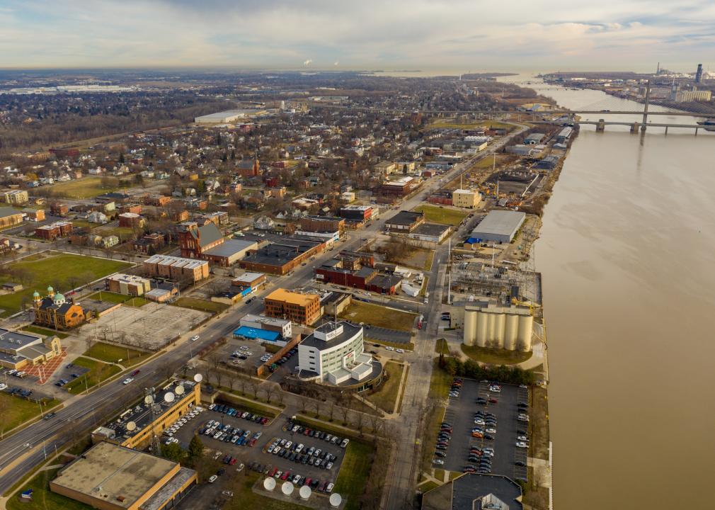 Aerial photo Toledo Ohio riverfront scene