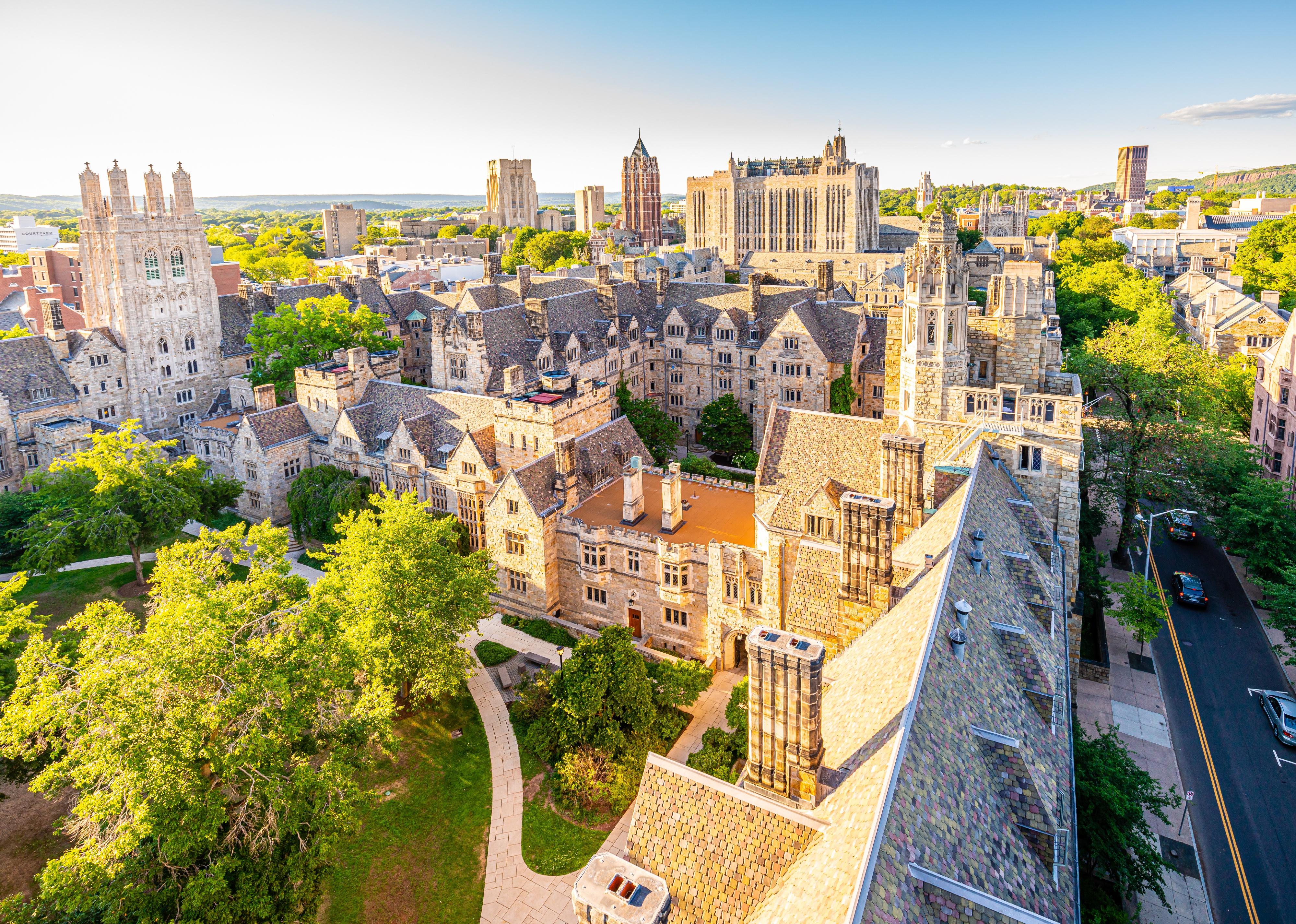 View of Yale University central campus from Harkness Tower.