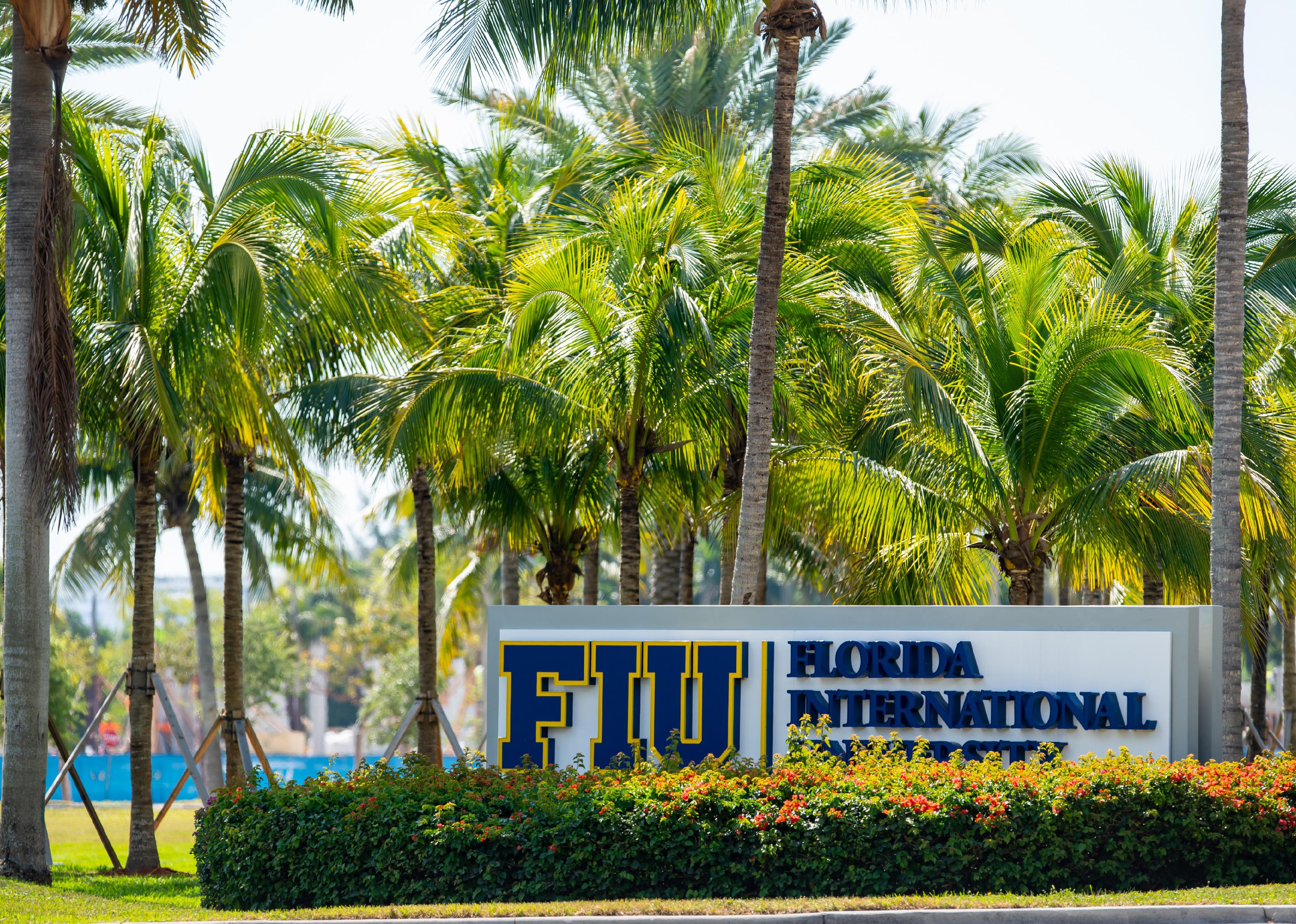 Florida International University campus entrance sign.