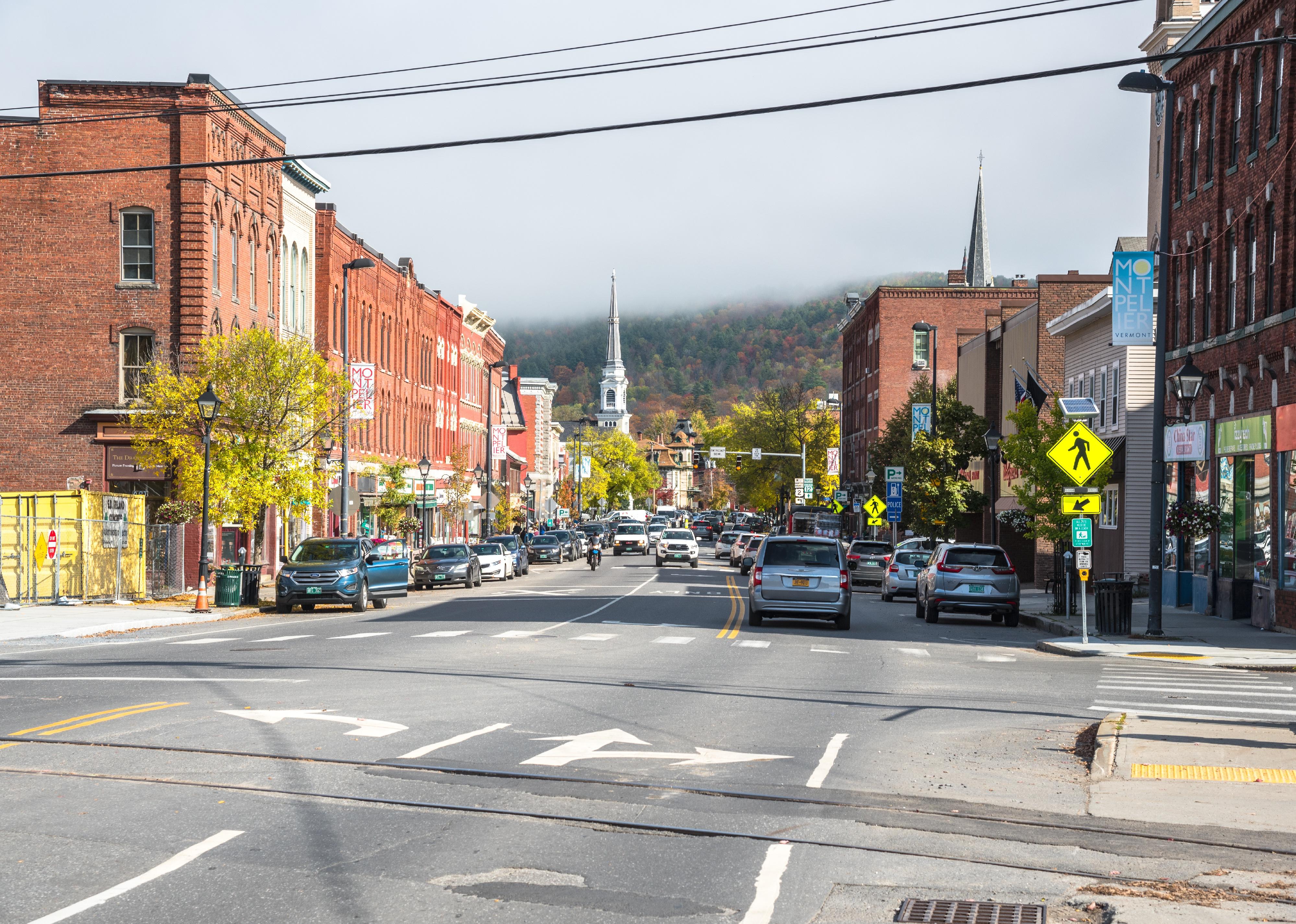 View of Main St. in Montpelier, VT.