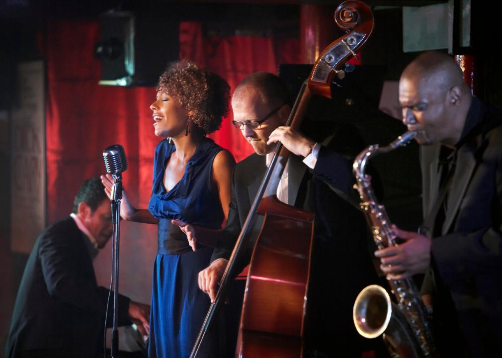 Jazz band performing in nightclub