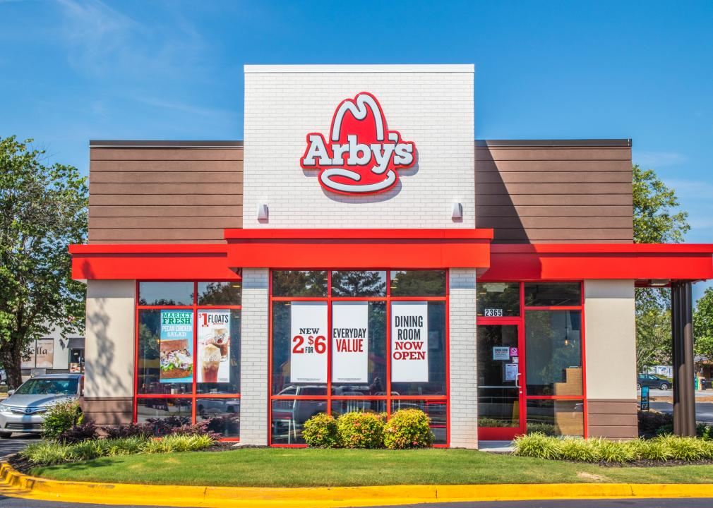 A car in the drive thru at an Arby's.