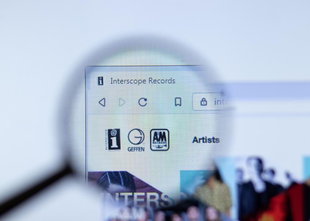 Close-up of Interscope Records online website.
