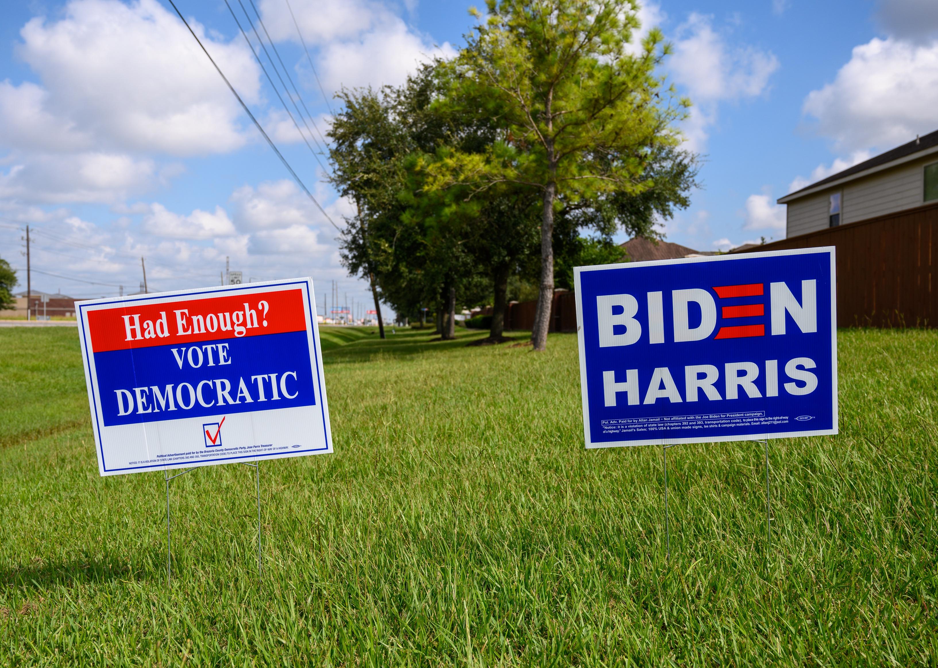 Election signs in a yard
