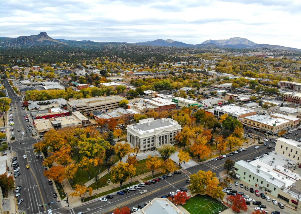 Aerial view of a fall day in Prescott
