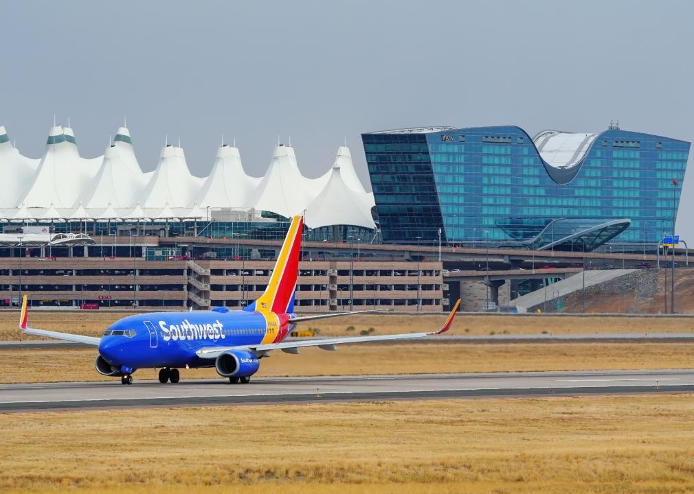 Boeing 737 operated by Southwest taxis  at Denver International Airport, Colorado
