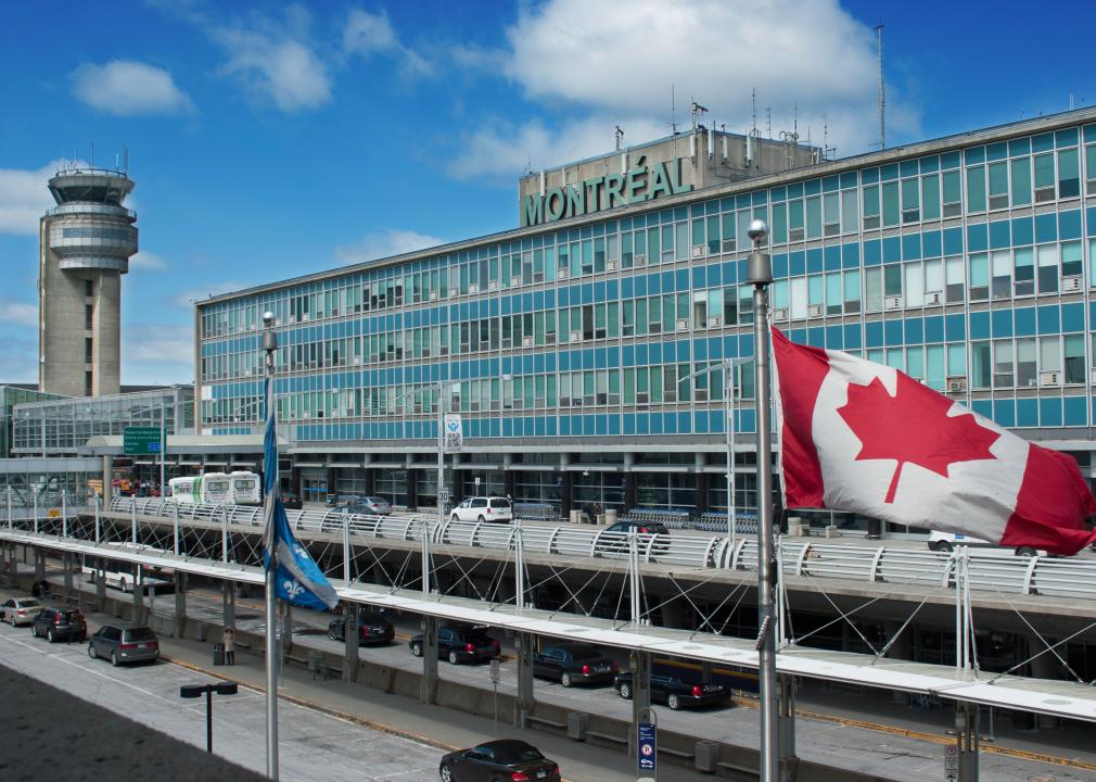 Exterior of Montreal International Airport building.