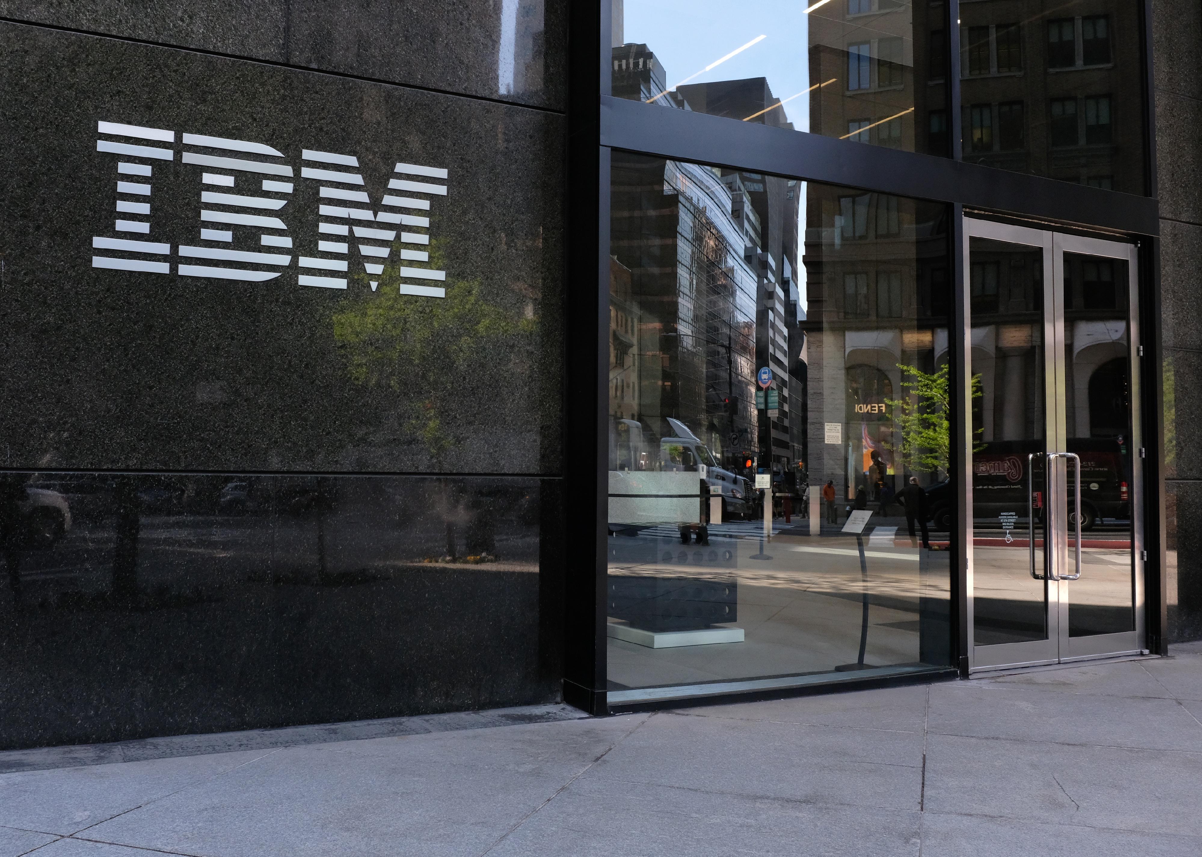 The IBM logo on the IBM Building at 590 Madison Avenue.