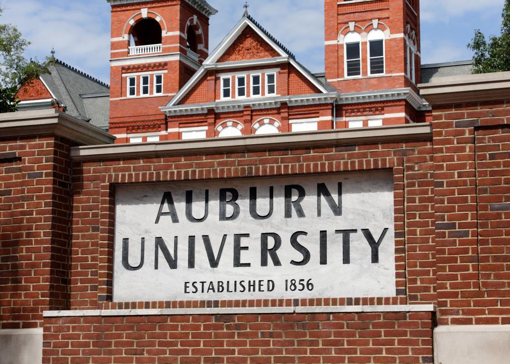 A red brick sign in front of Auburn.