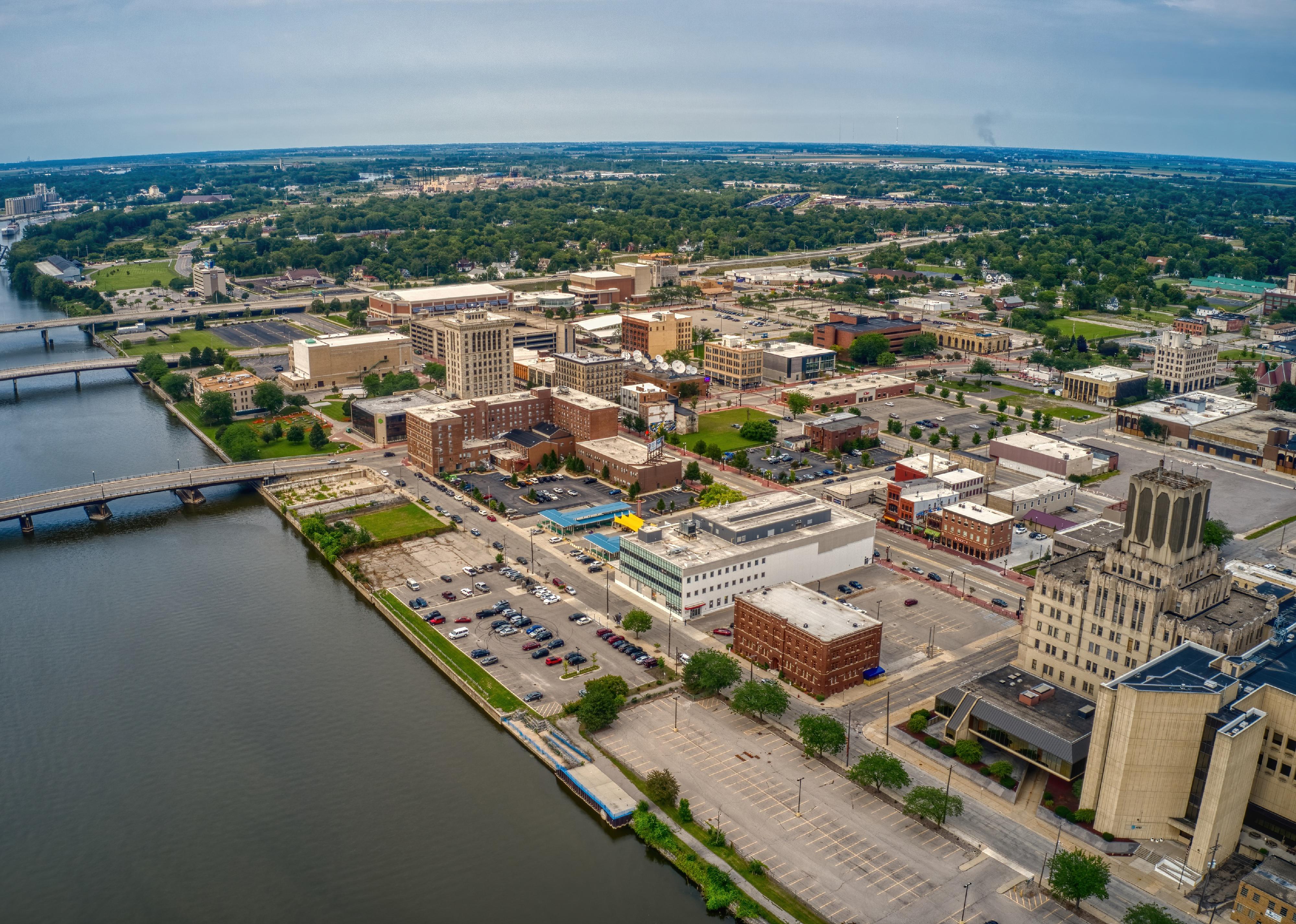 Aerial View of Saginaw, Michigan during Summer.