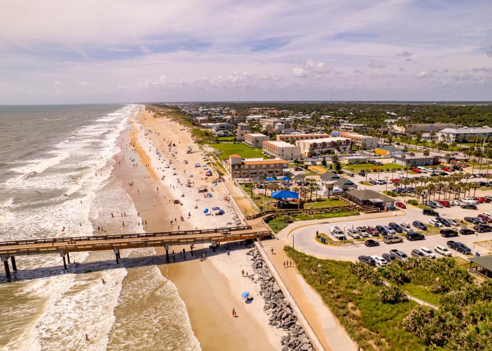 Aerial drone image of St Augustine Beach.