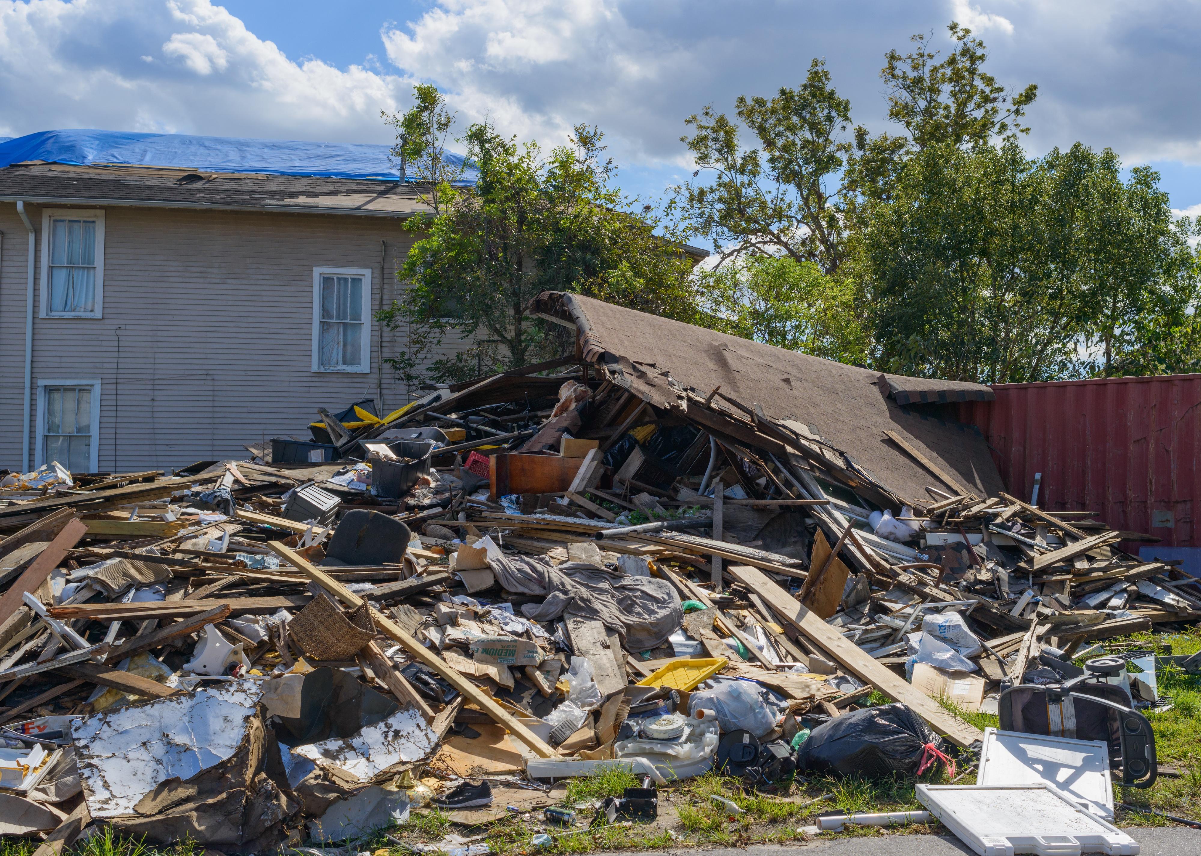 Demolished house that collapsed during Hurricane Ida.