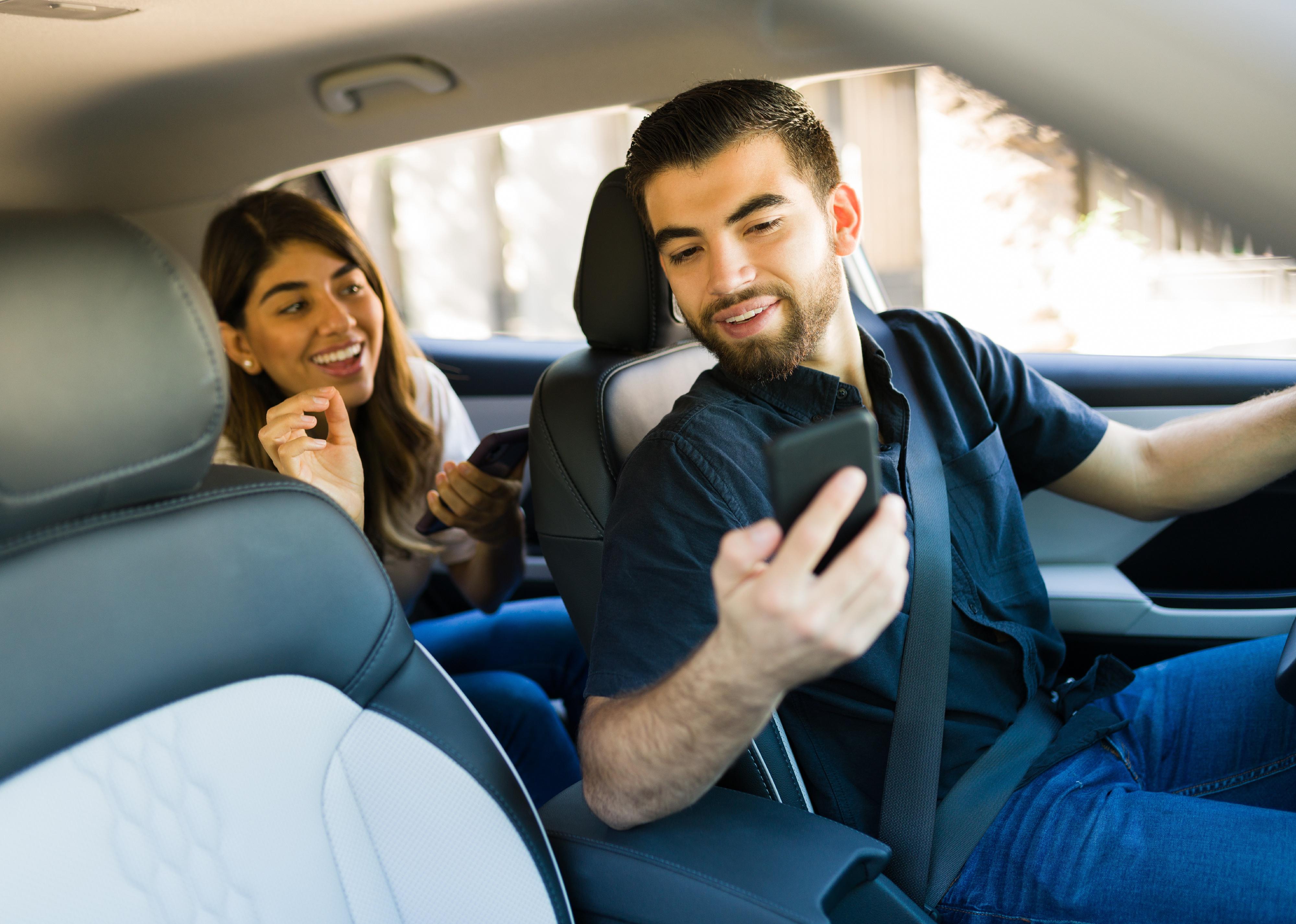 Male driver on a ride-share app. 