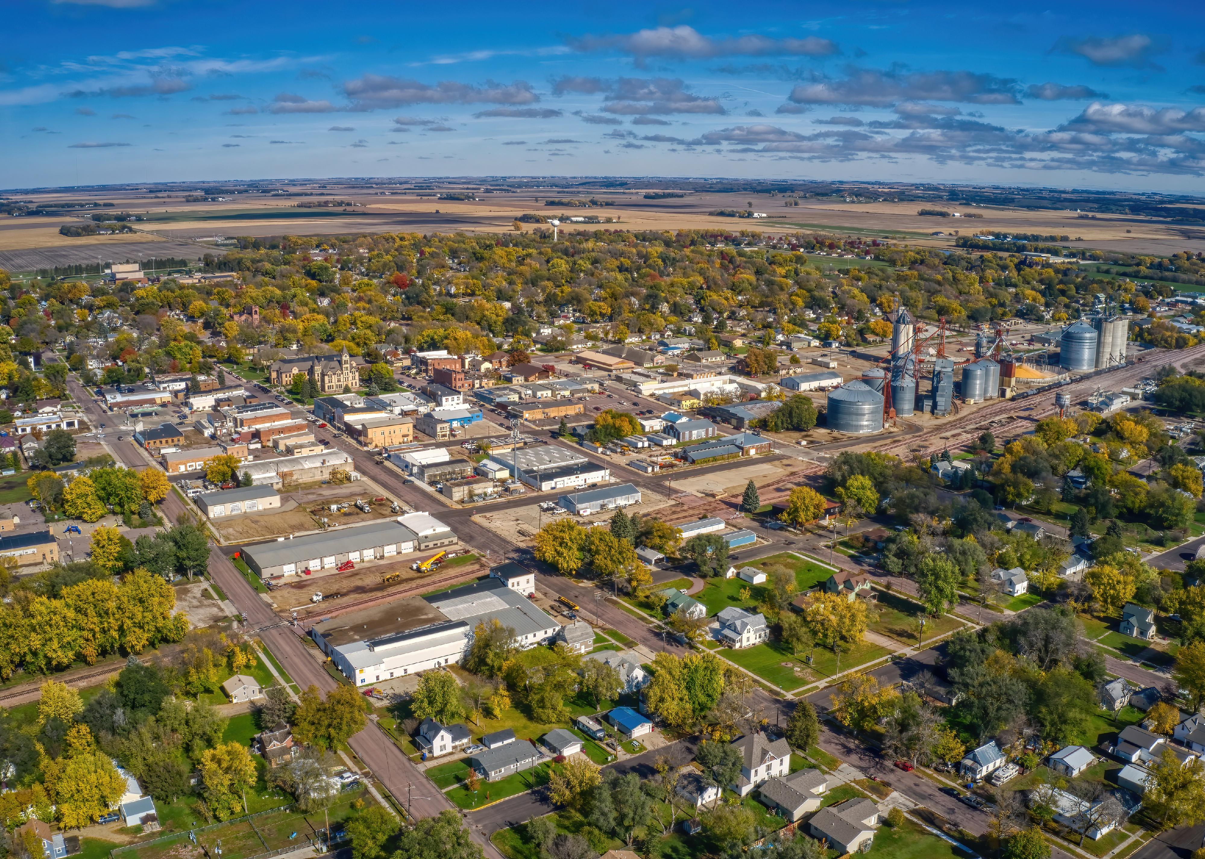 Aerial view of the Sioux Falls Suburb of Canton, South Dakota