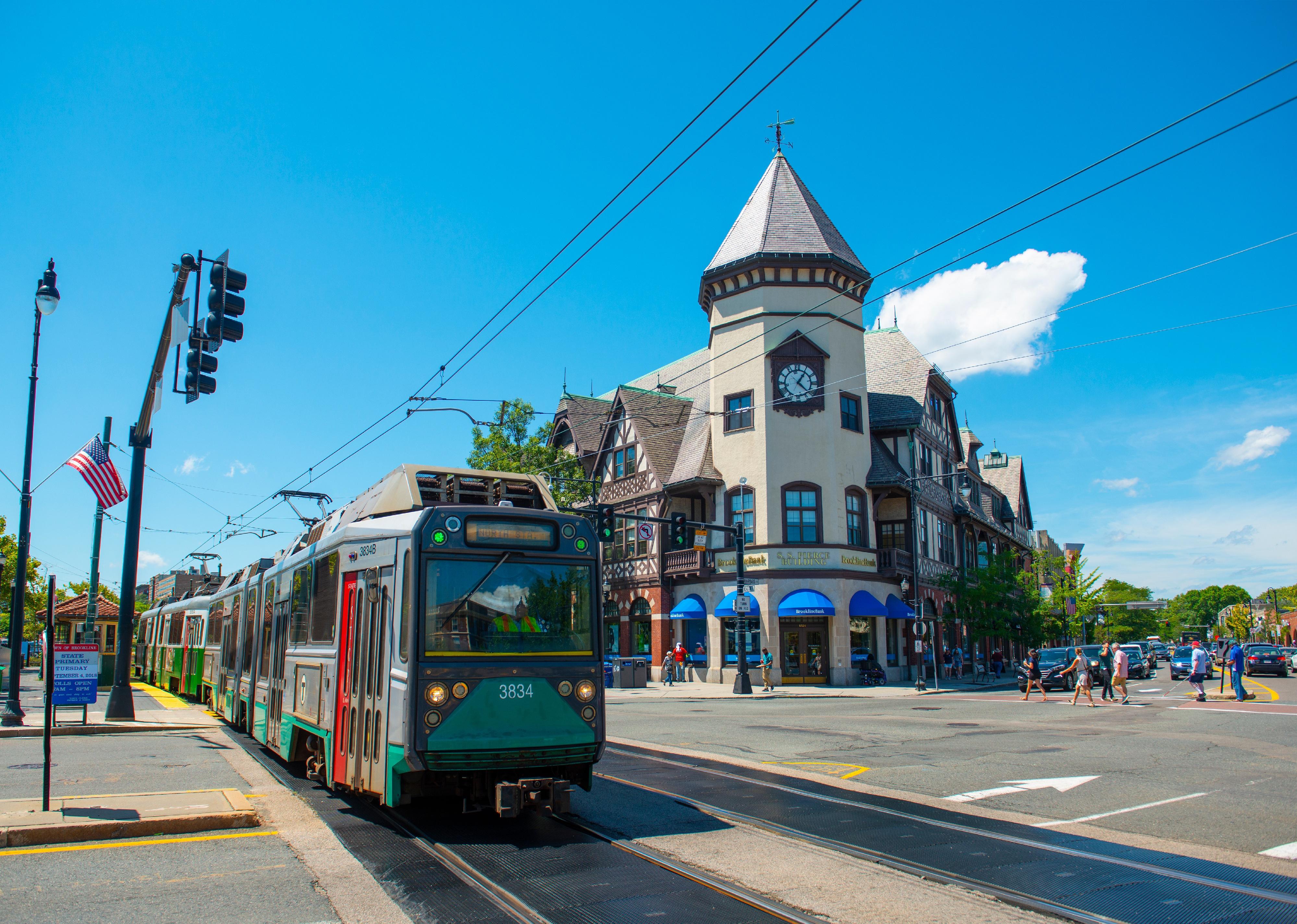 Boston Metro station on Beacon Street in Brookline.