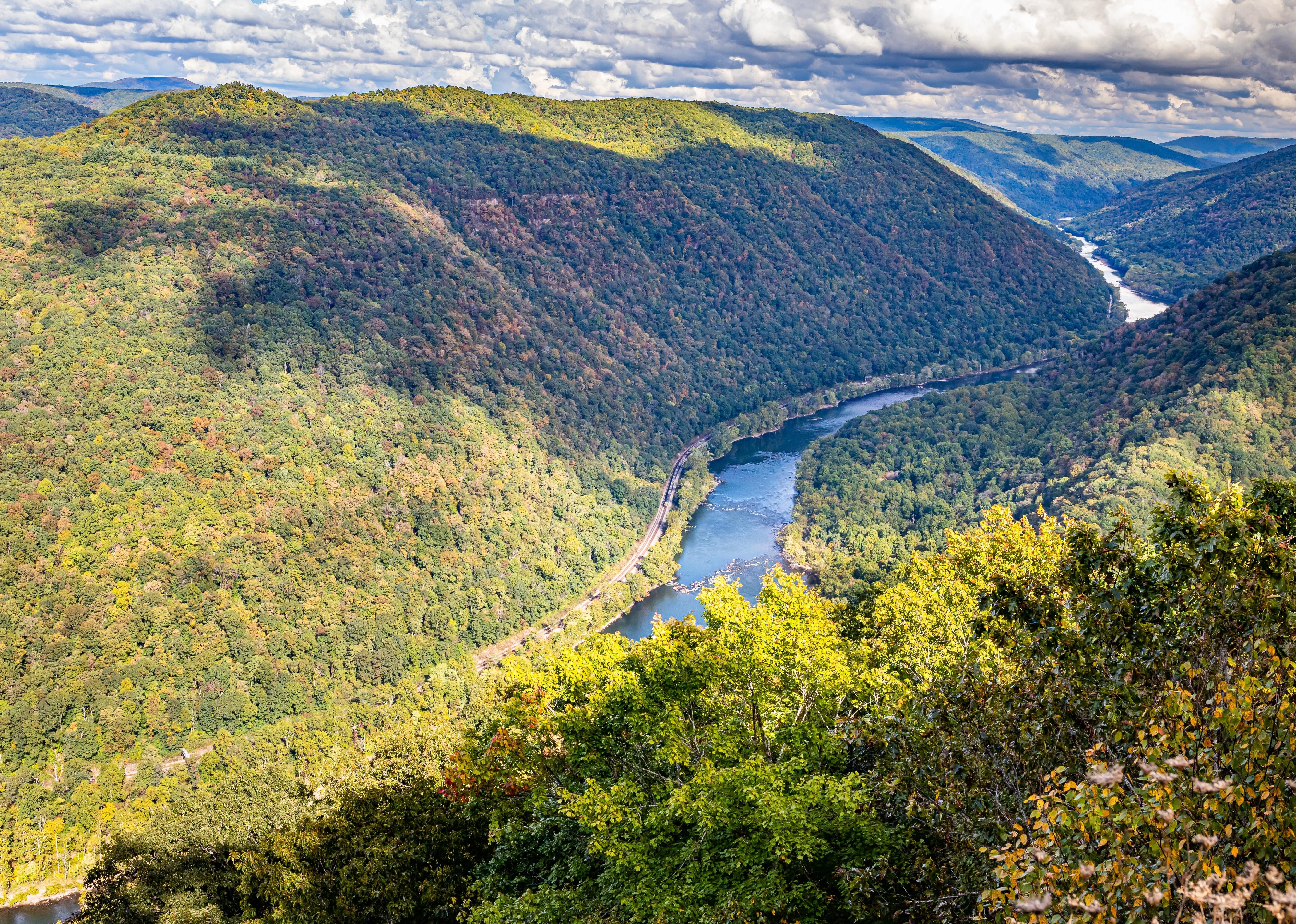 The famous Grandview Overlook of the New River at New River Gorge National Park.
