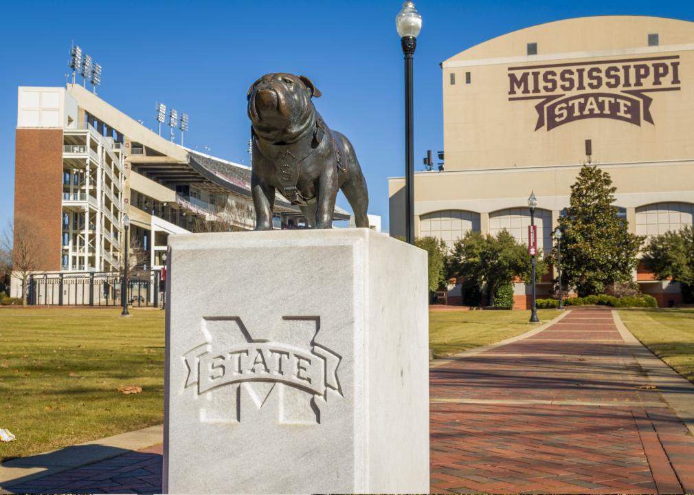 Mississippi State University Bulldogs statue and stadium