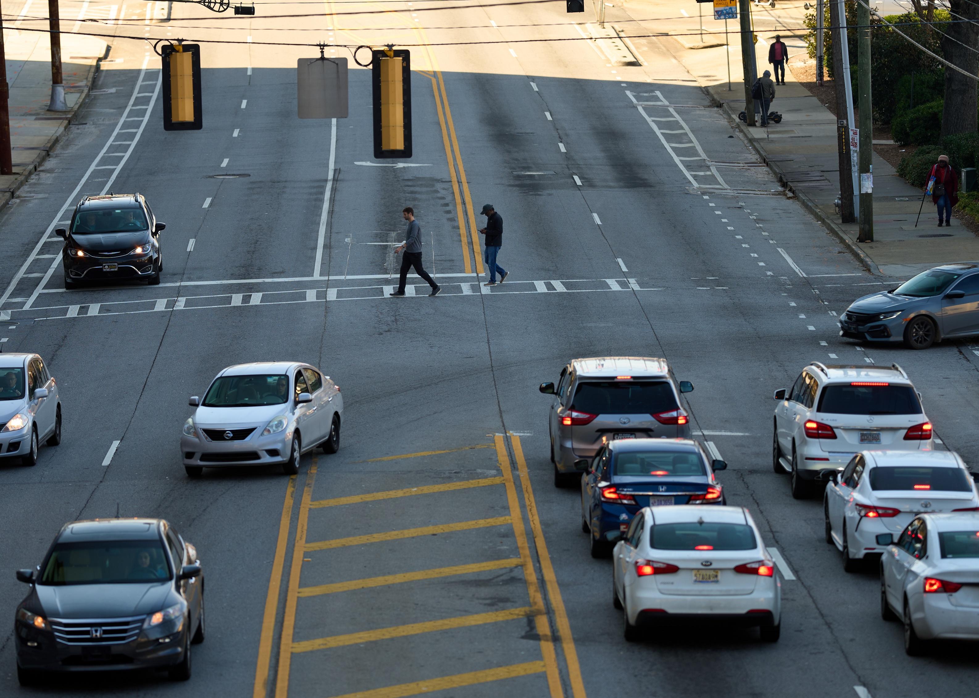 Atlanta traffic and crosswalk