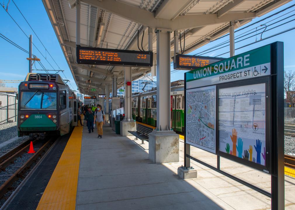 Union Square station at Union Square in city of Somerville, Massachusetts
