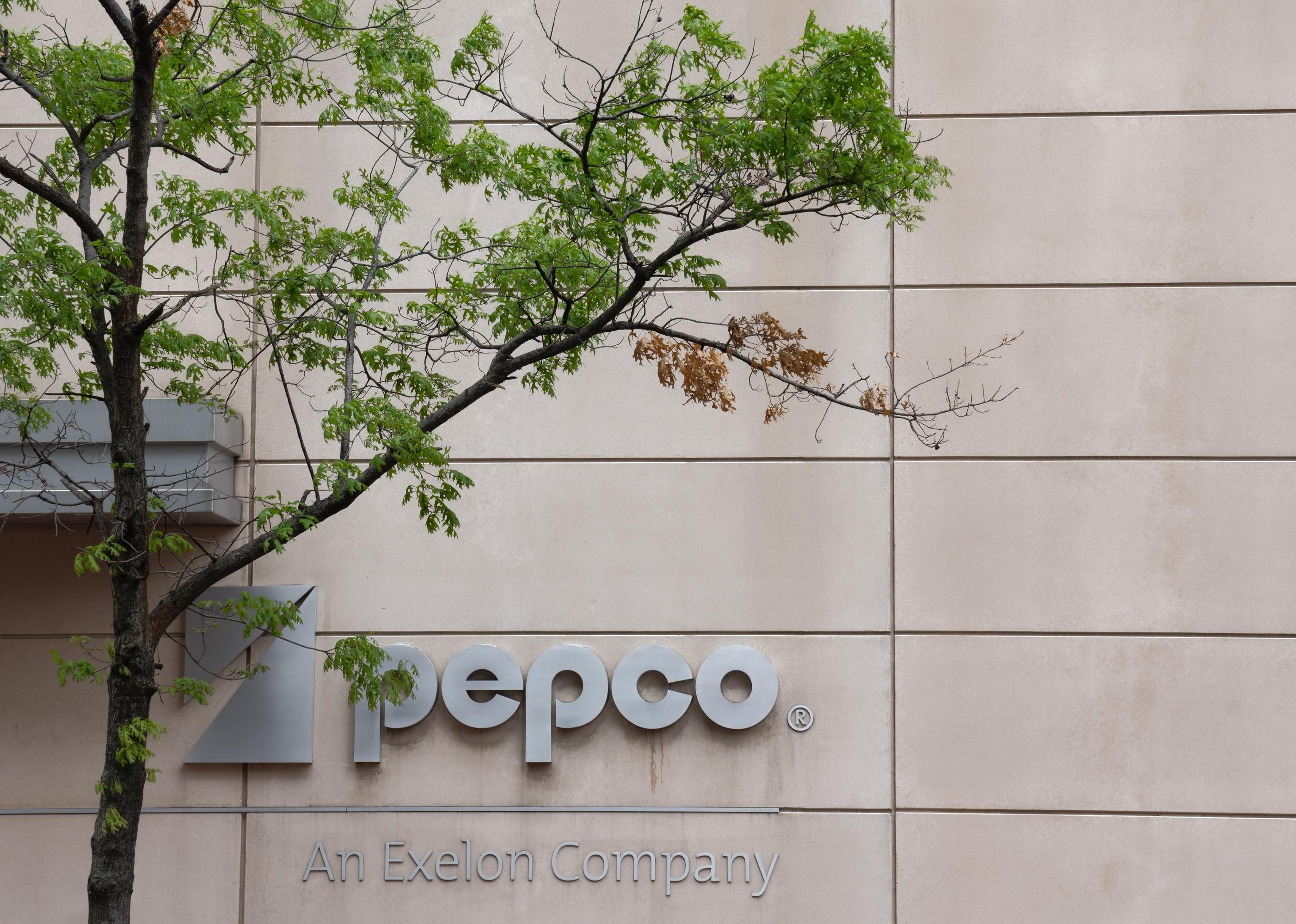 Pepco sign on a building.