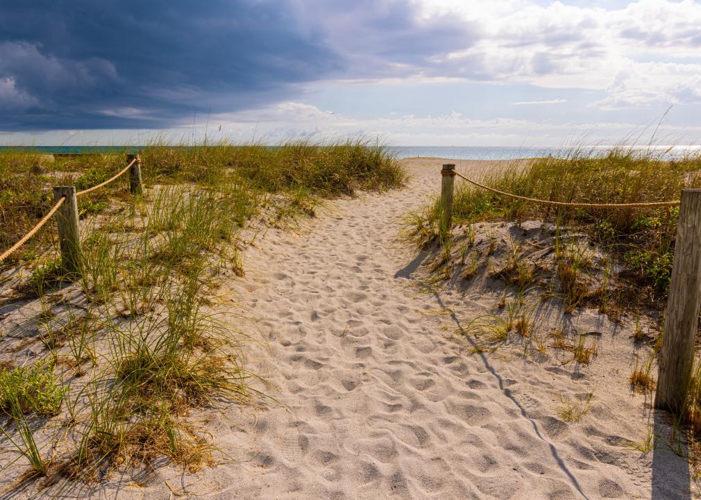 Beach access trail and sand dunes.