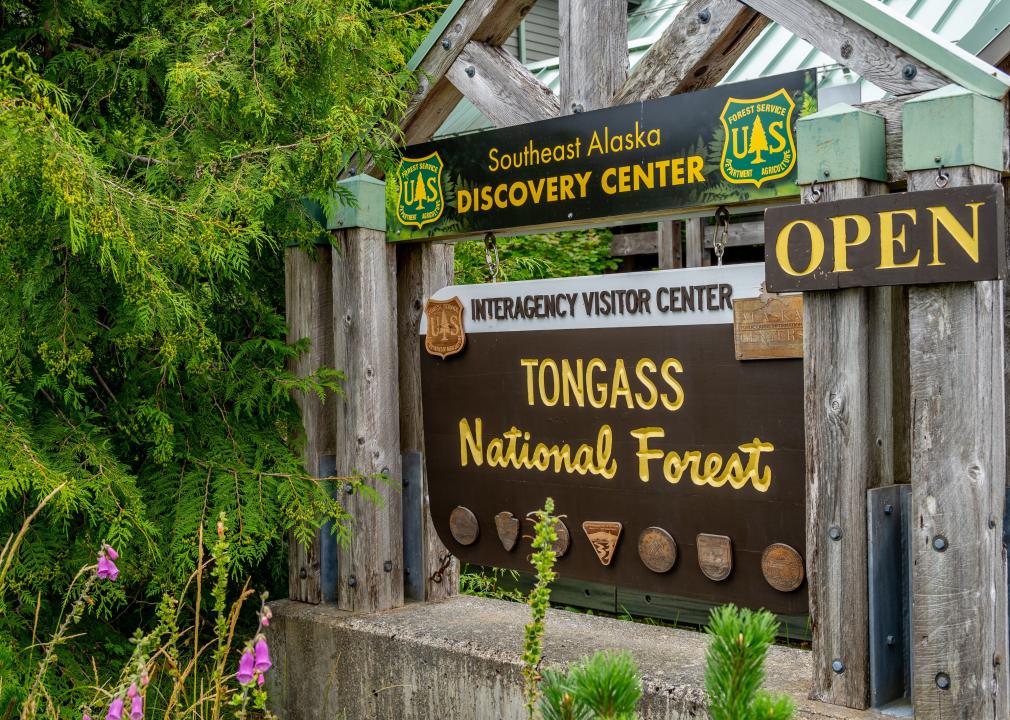 Tongass National Forest sign in Ketchikan Alaska.