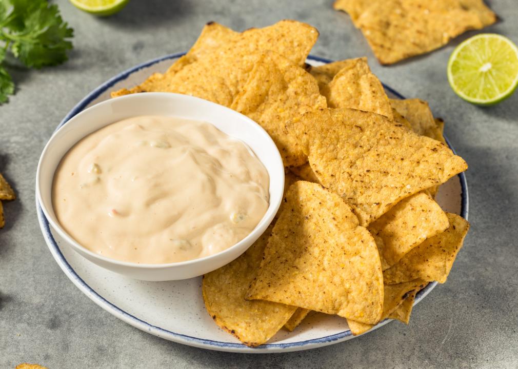 Homemade Creamy White Queso Dip.