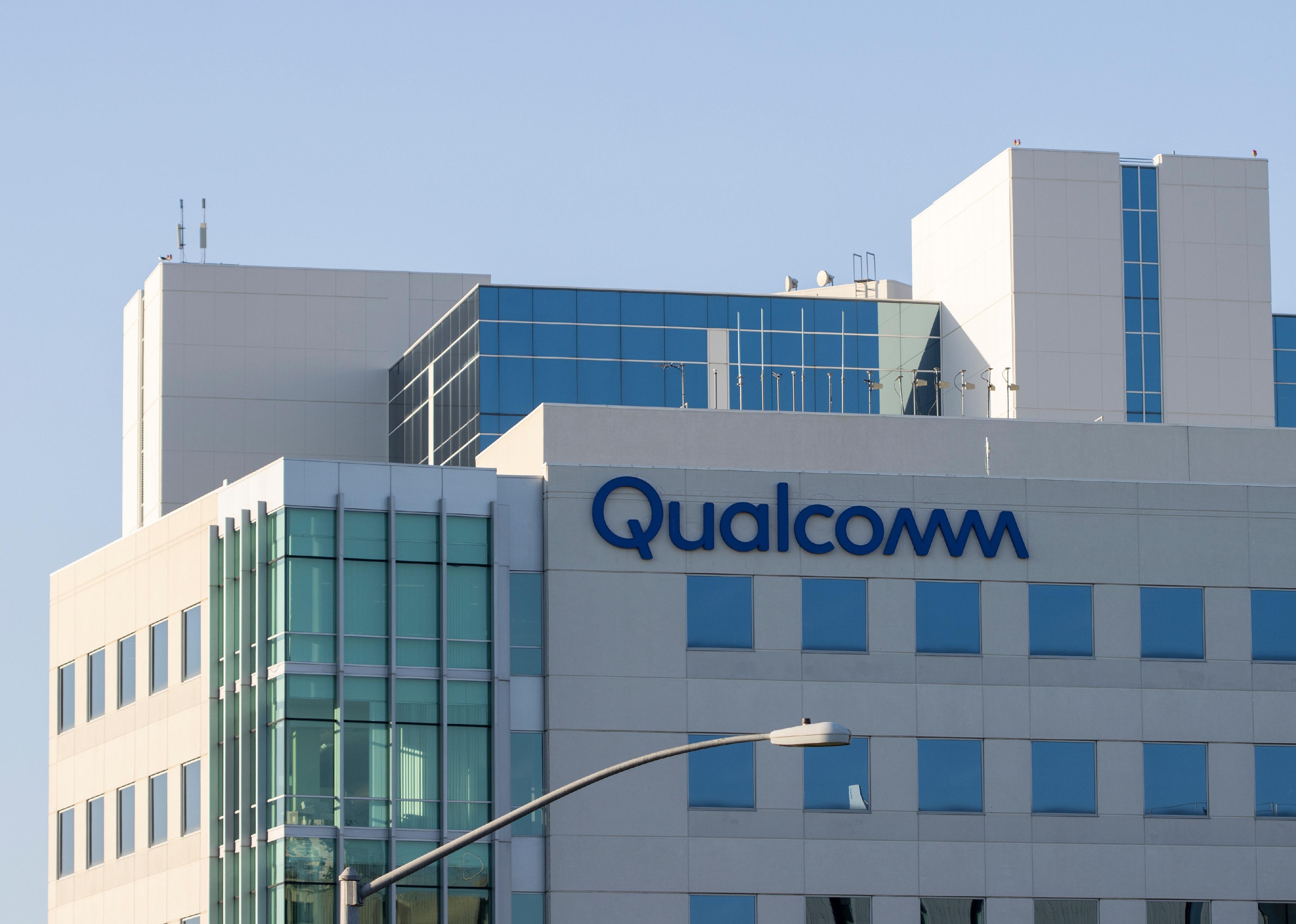 Qualcomm logo is seen at its headquarters in San Diego, California.