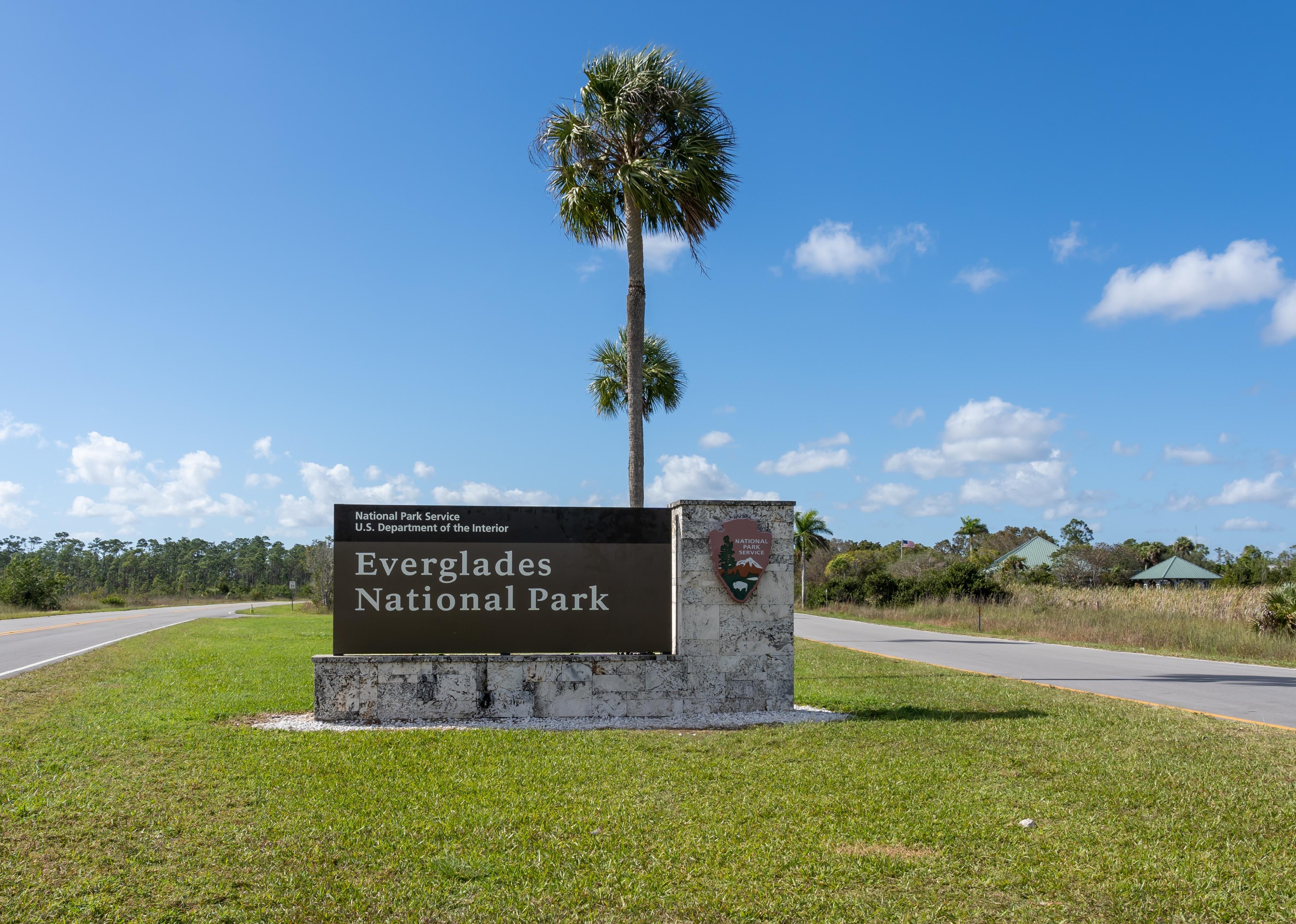 Everglades National Park sign is shown in Florida.