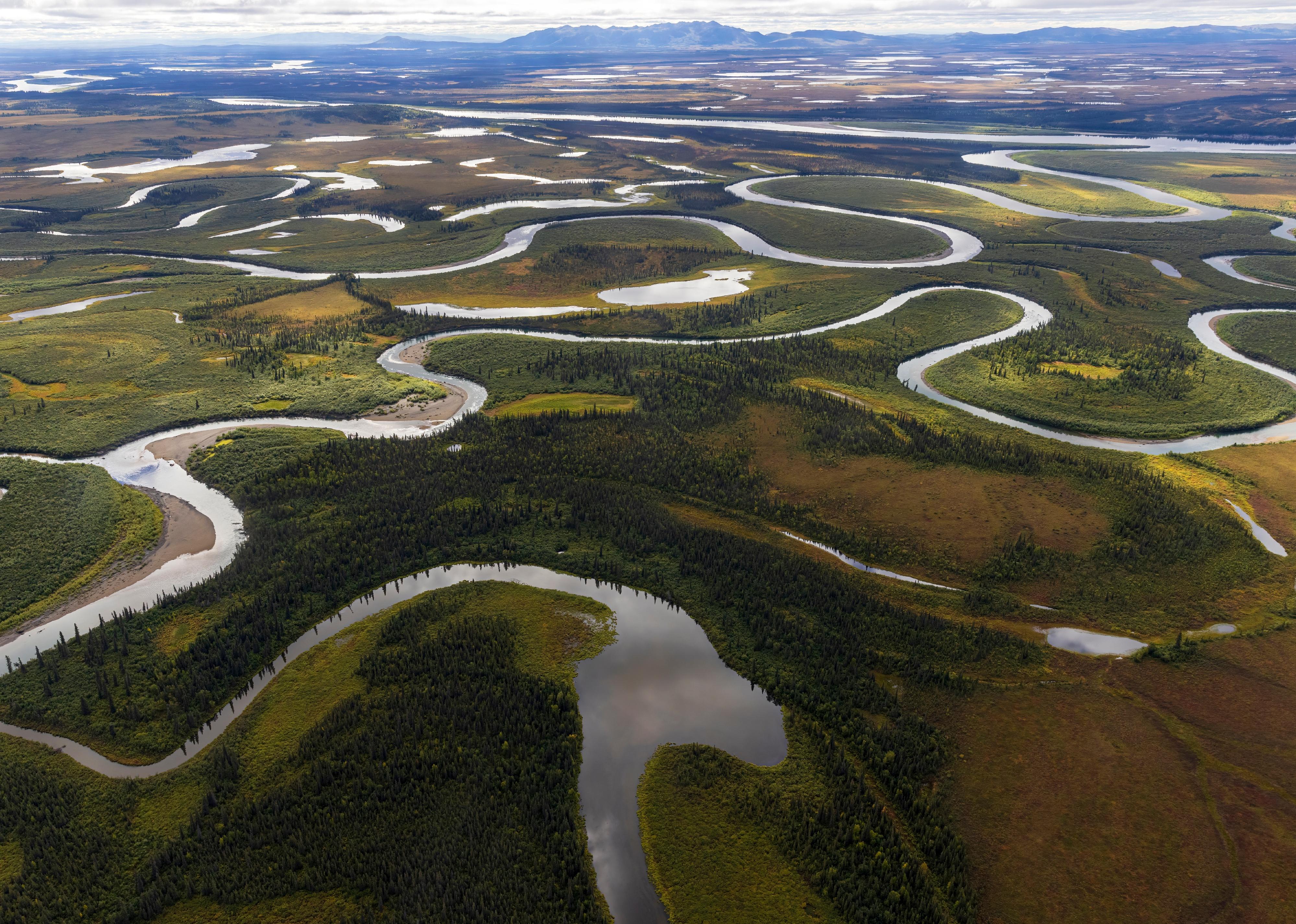 Beautiful aerial landscape of Kobuk Valley National Park in Alaska.