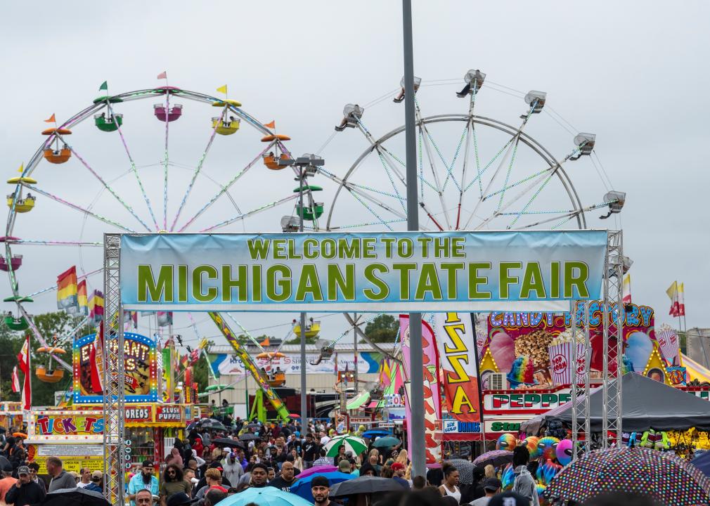 Amusement rides at the Michigan State Fair.