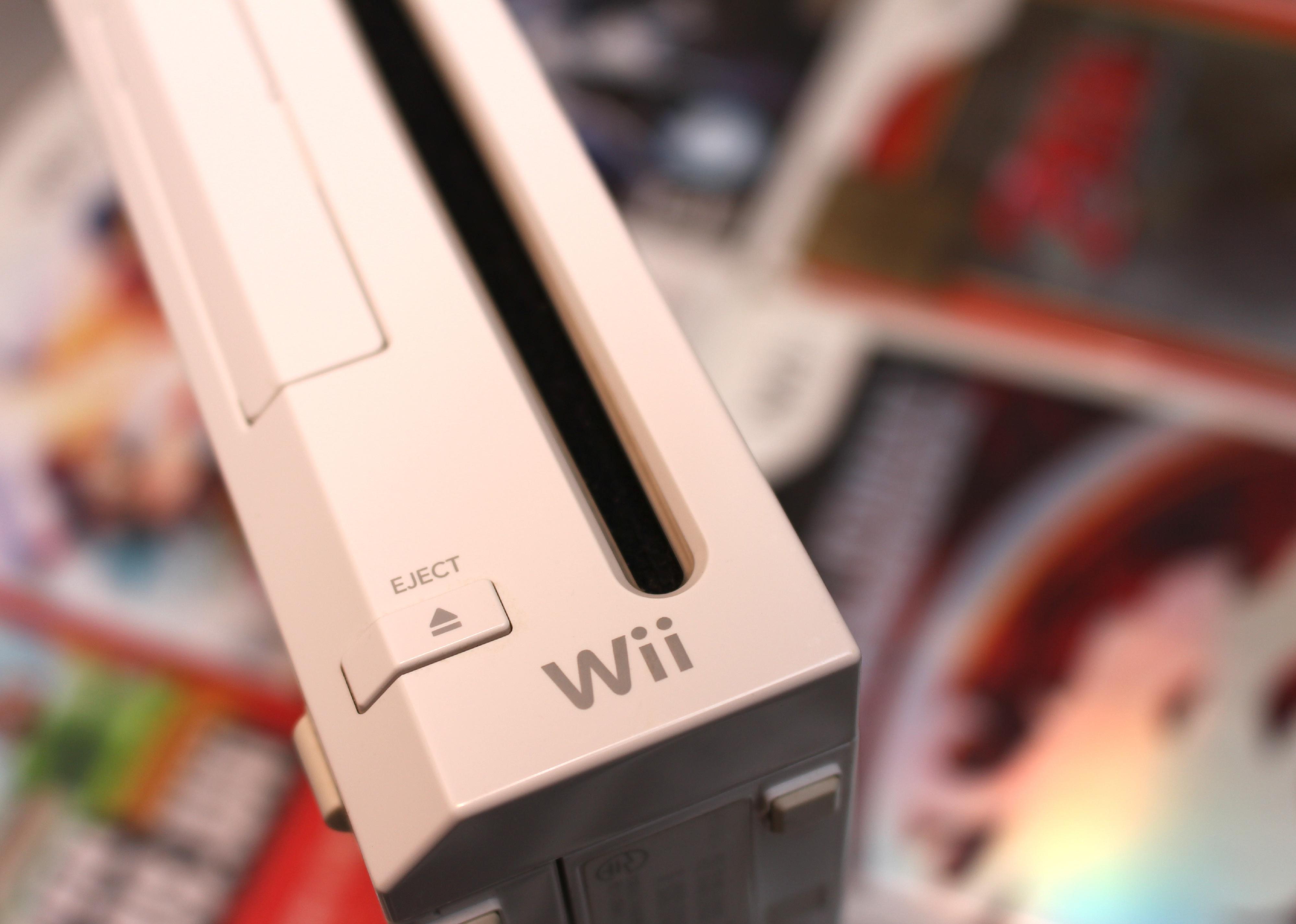 Close-up of a Nintendo Wii console.