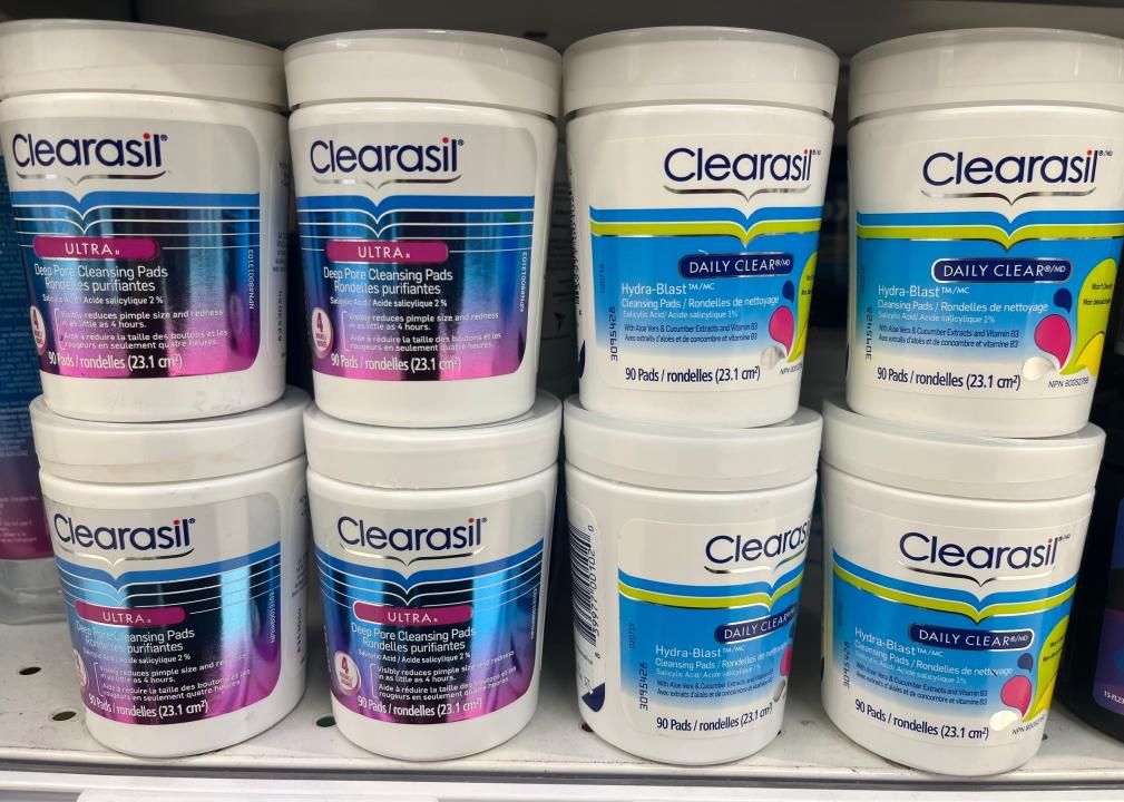 Containers of Clearasil Ultra Deep Pore Cleansing Pads.
