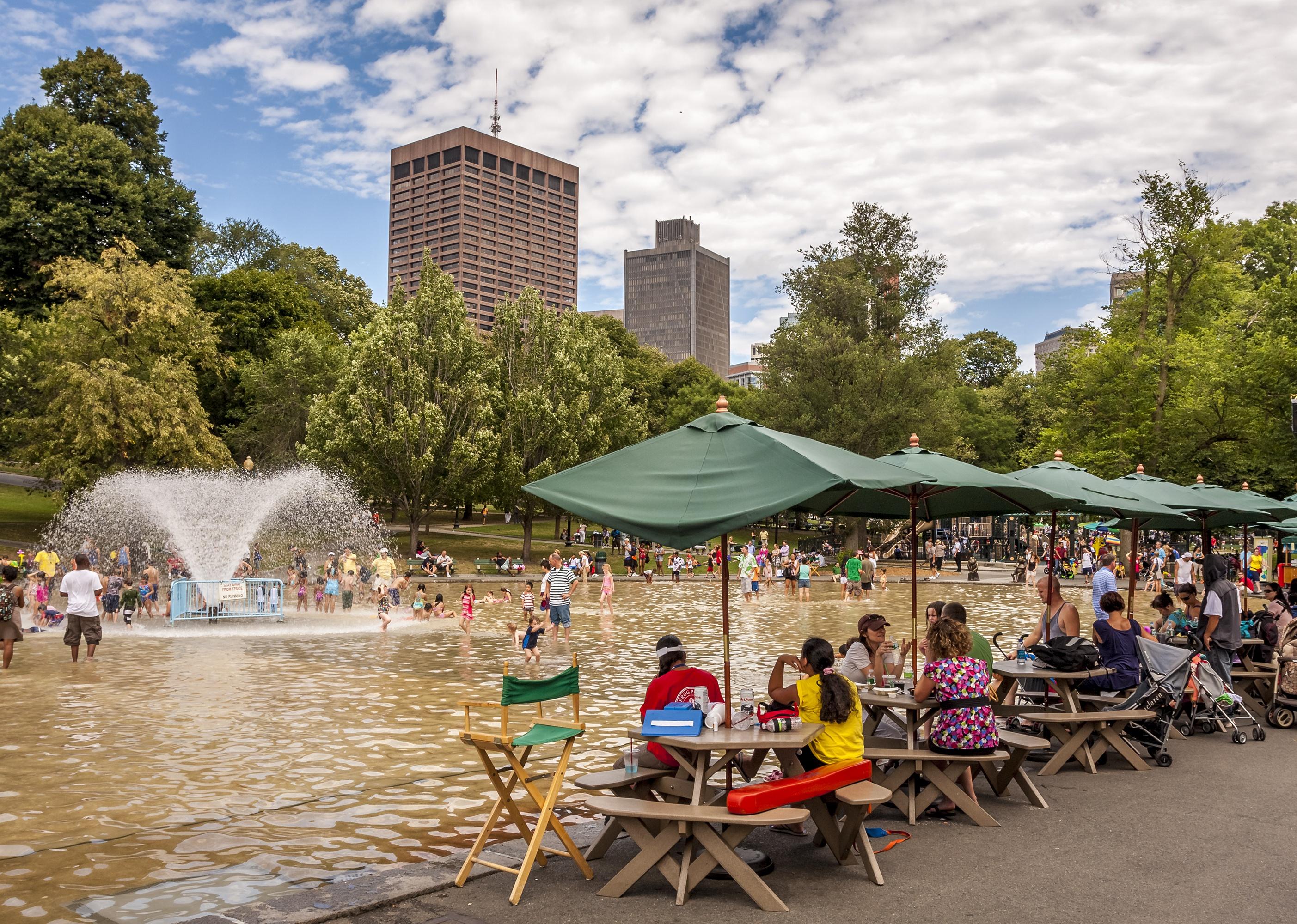 Locals and tourists refreshing themselves in a public pool