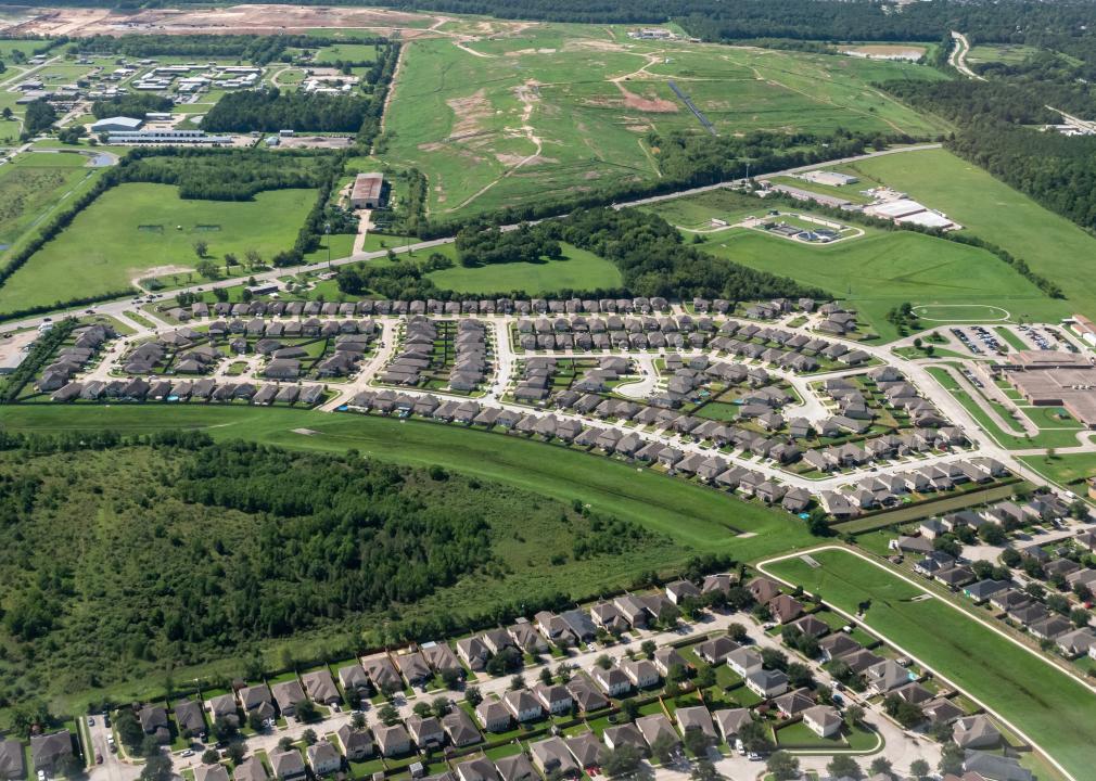 Aerial view of a subdivisions outside of Houston.