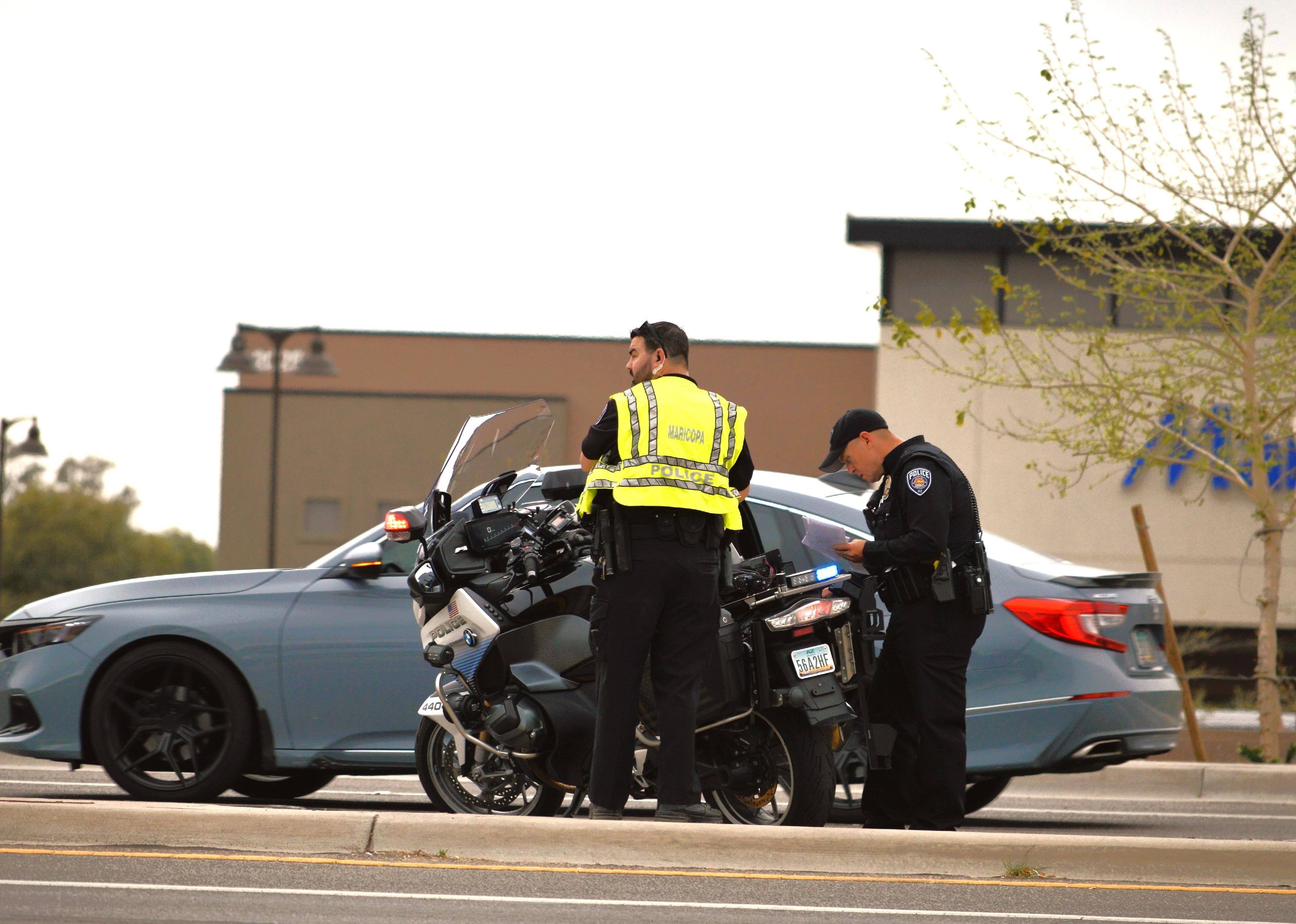 City of Maricopa police officers respond to a traffic accident.