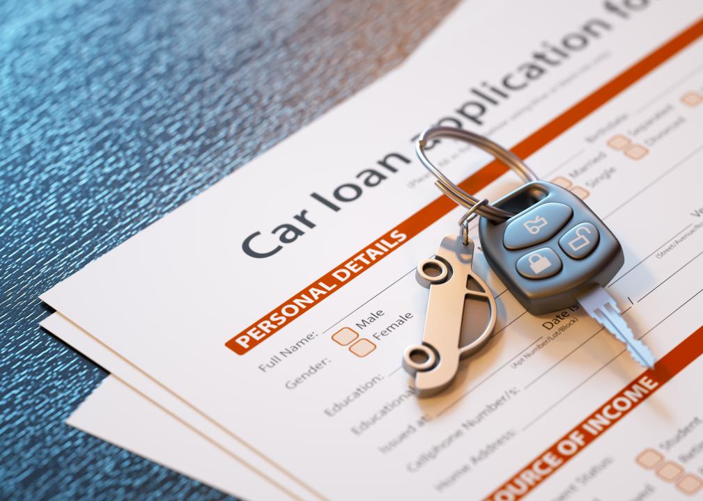 Car loan application with car keys