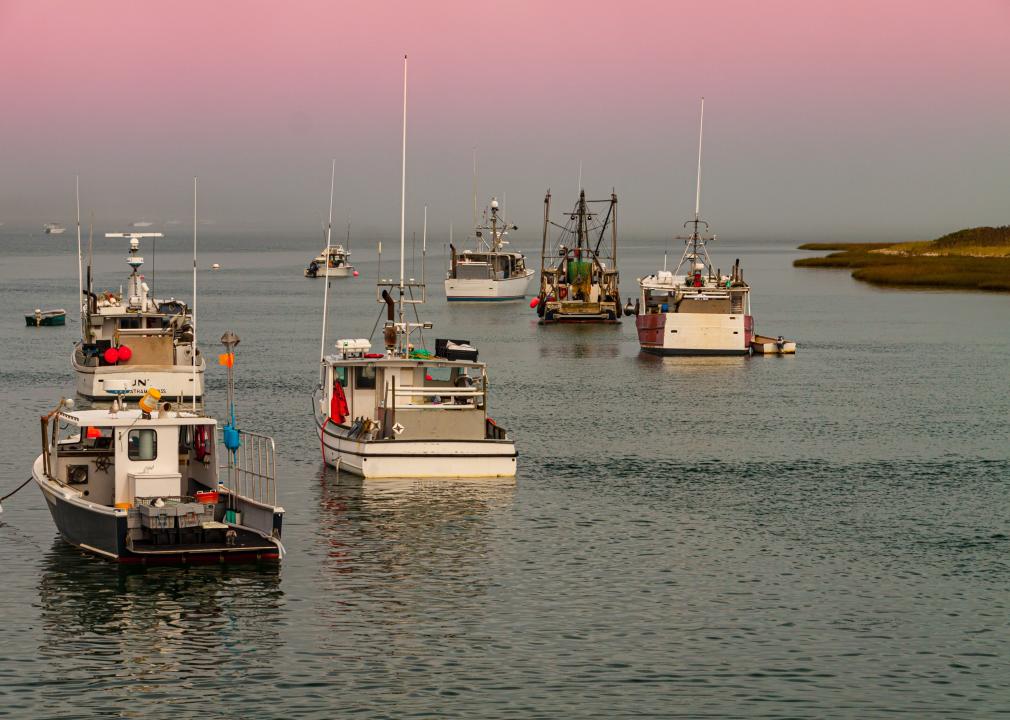 Small Fishing Boats Moored in Aunt Lydia's Cove.