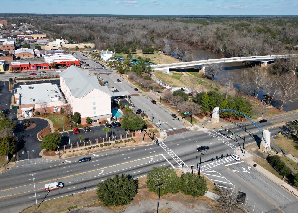 Aerial shot of downtown Albany.